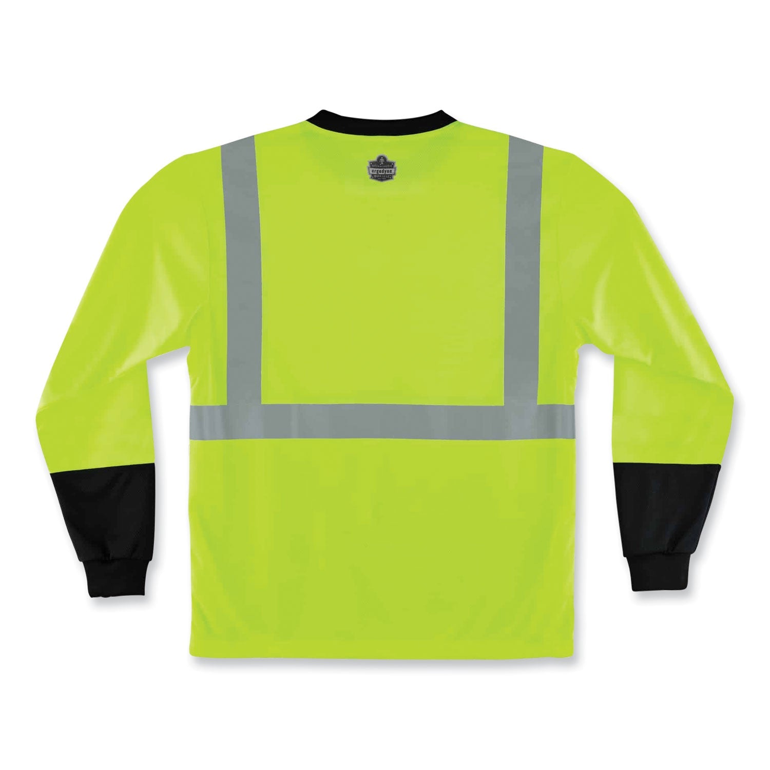 ergodyne® GloWear 8291BK Type R Class 2 Black Front Long Sleeve T-Shirt, Polyester, Medium, Lime