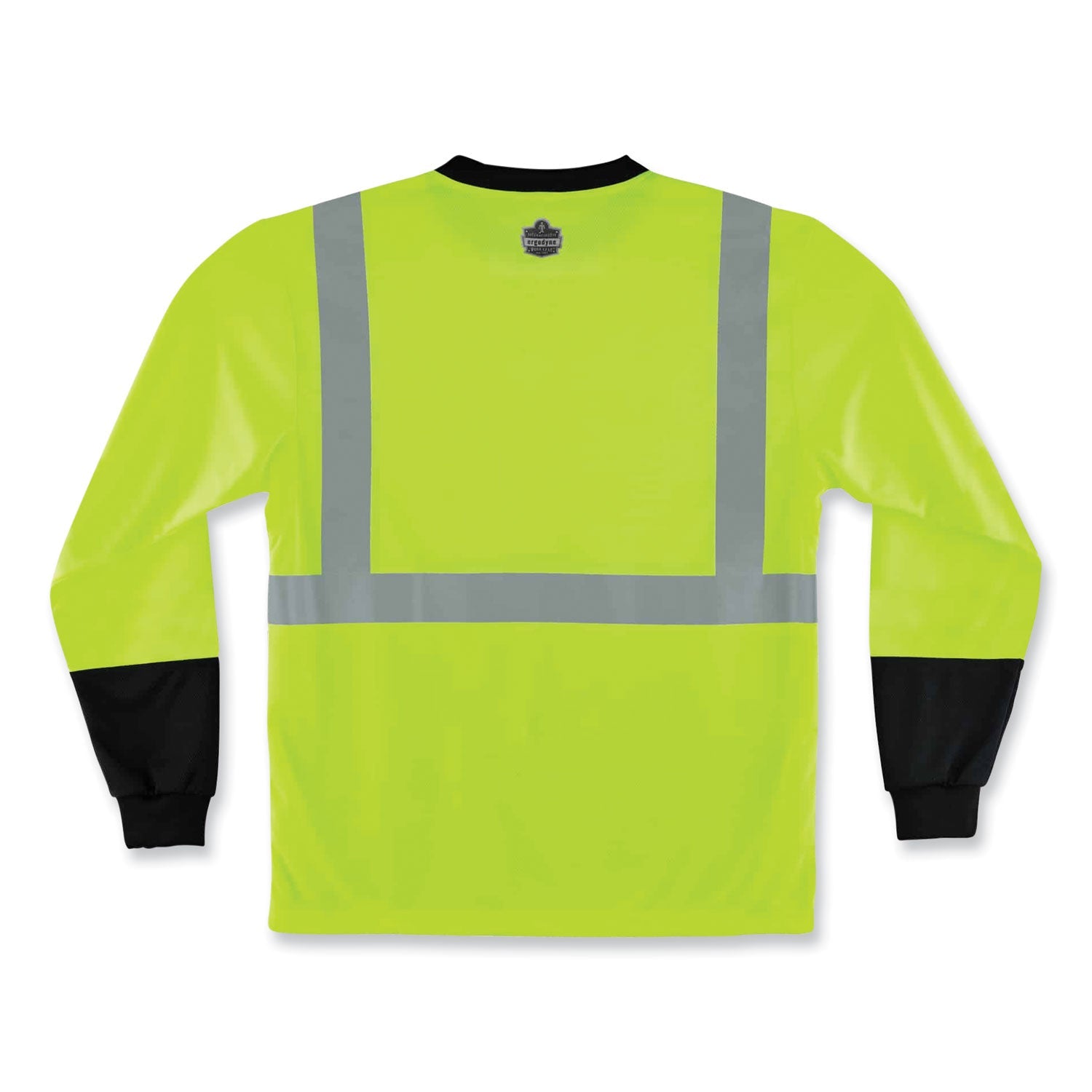 ergodyne® GloWear 8291BK Type R Class 2 Black Front Long Sleeve T-Shirt, Polyester, 5X-Large, Lime