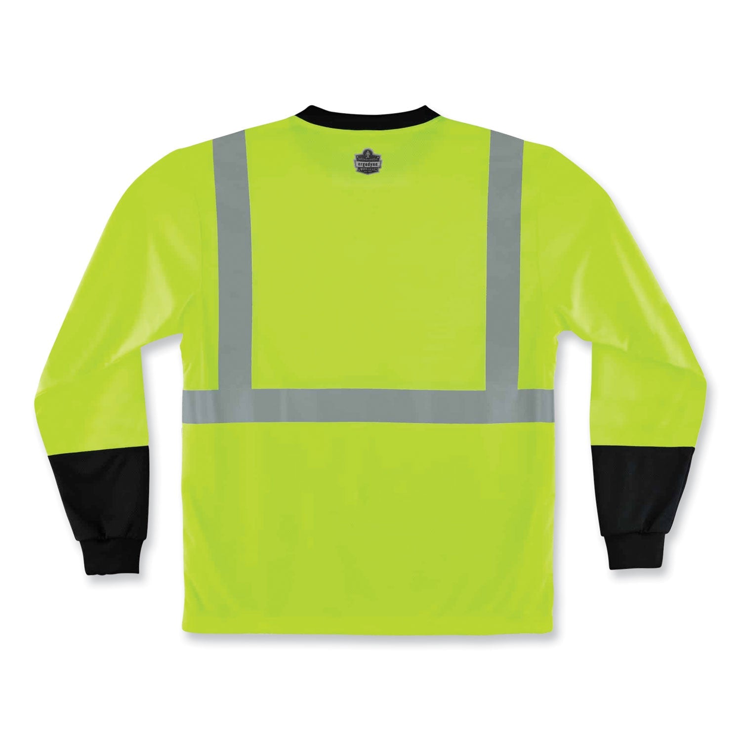 ergodyne® GloWear 8291BK Type R Class 2 Black Front Long Sleeve T-Shirt, Polyester, 4X-Large, Lime