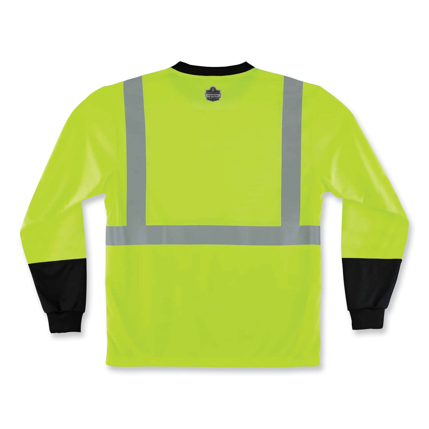 ergodyne® GloWear 8291BK Type R Class 2 Black Front Long Sleeve T-Shirt, Polyester, Small, Lime