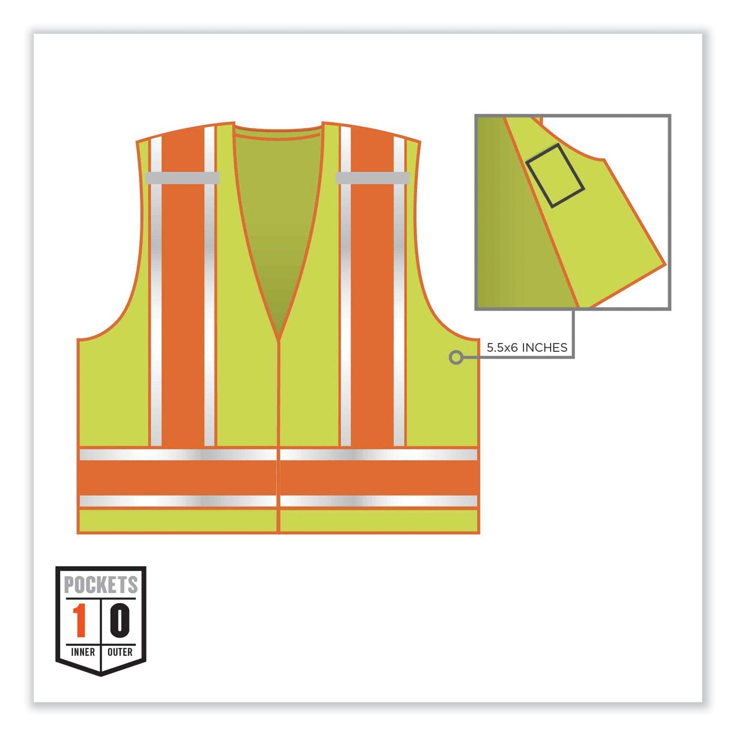 ergodyne® GloWear 8245PSV Class 2 Public Safety Vest, Polyester, Large/X-Large, Lime