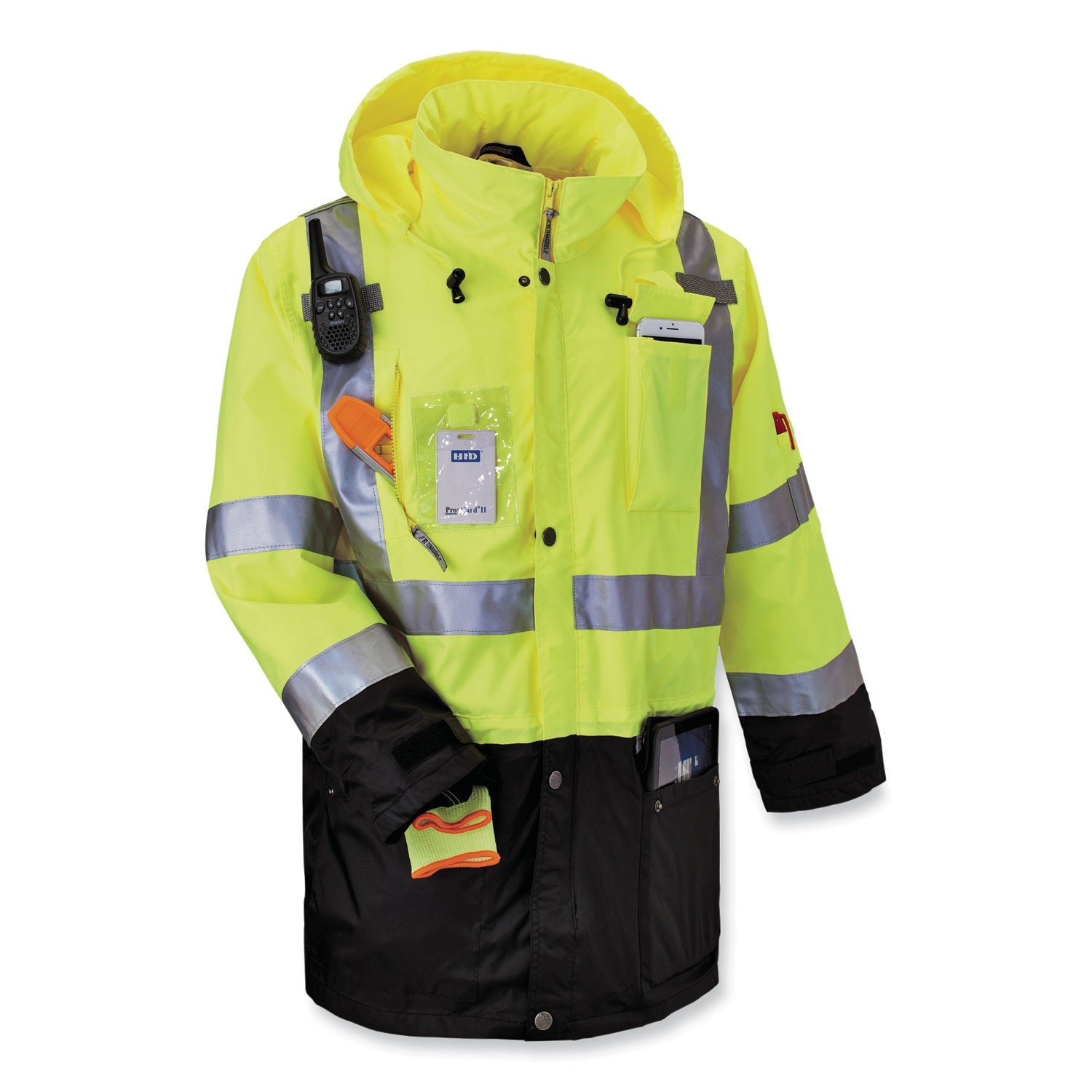 ergodyne® GloWear 8386 Class 3 Hi-Vis Outer Shell Jacket, Polyester, X-Large, Lime