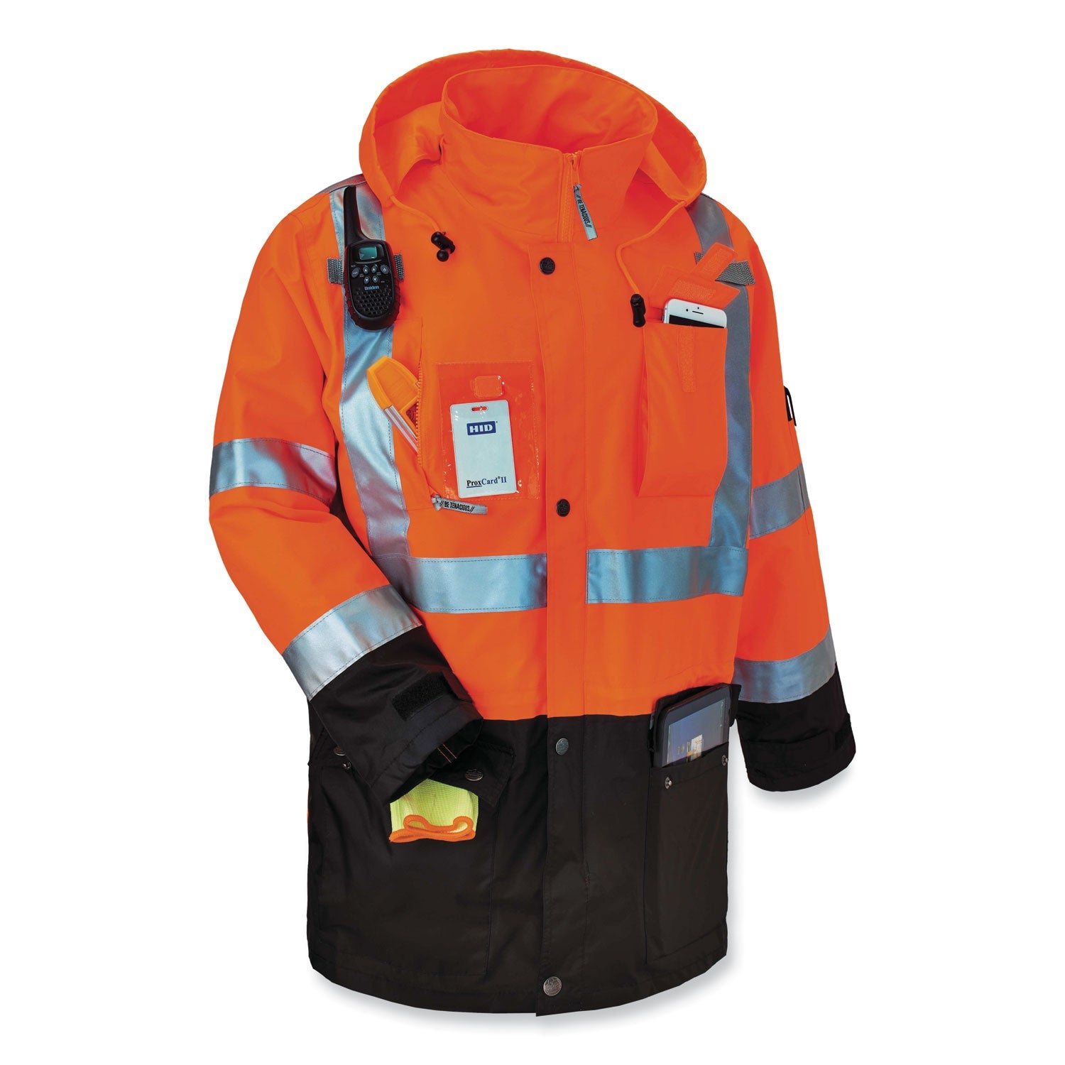 ergodyne® GloWear 8386 Class 3 Hi-Vis Outer Shell Jacket, Polyester, Large, Orange