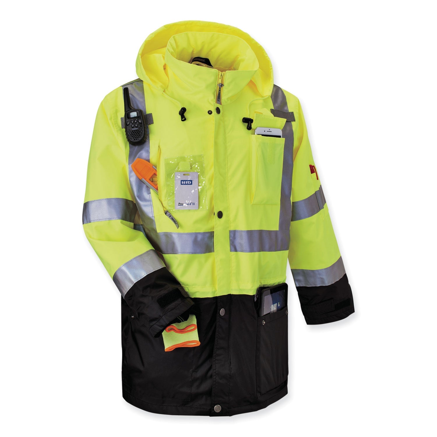 ergodyne® GloWear 8386 Class 3 Hi-Vis Outer Shell Jacket, Polyester, Medium, Lime