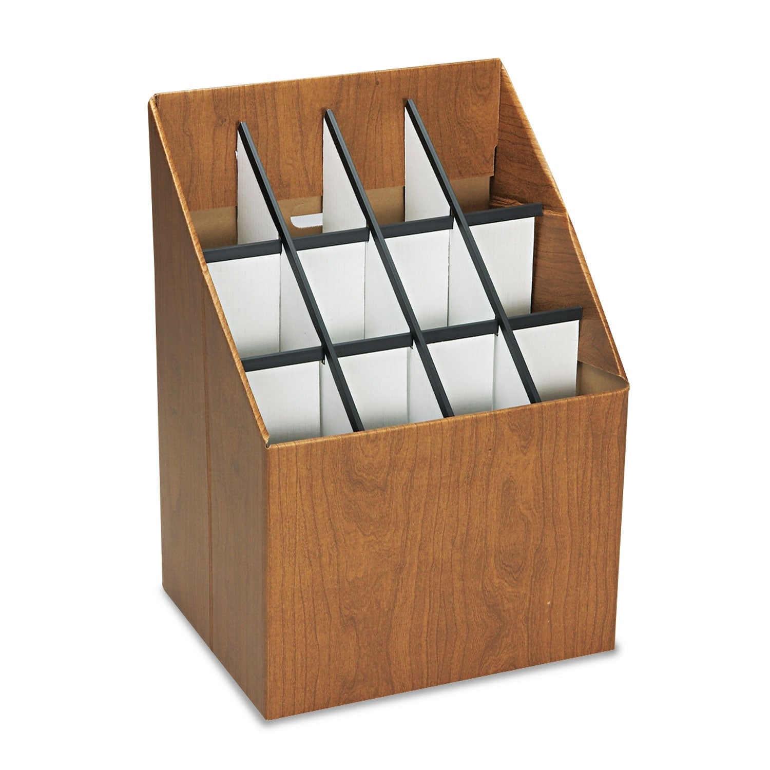 Safco® Corrugated Roll Files, 12 Compartments, 15w X 12d X 22h, Woodgrain