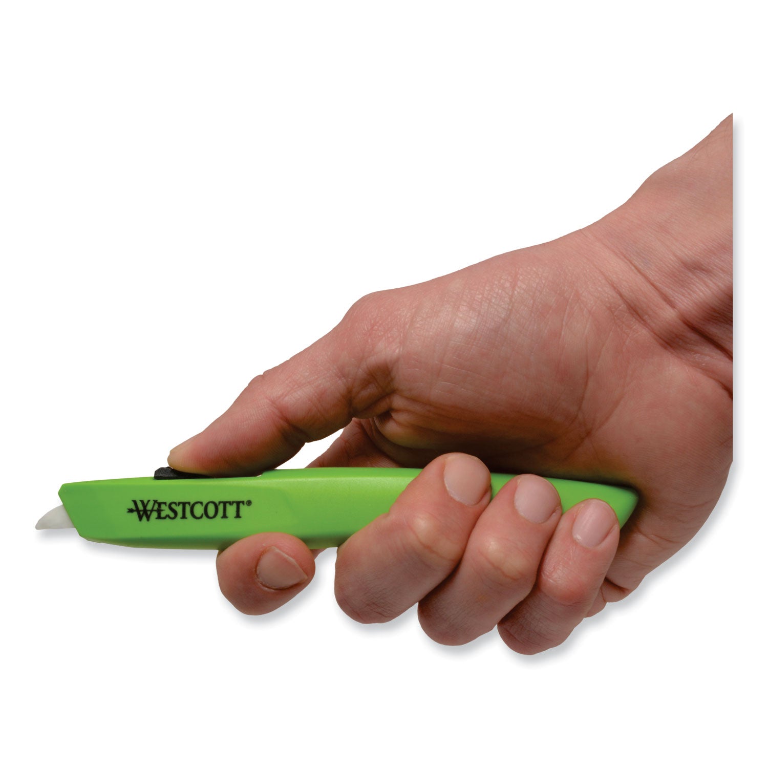 Westcott® Safety Ceramic Blade Box Cutter, 0.5" Blade, 6.15" Plastic Handle, Green - Bloom Skins