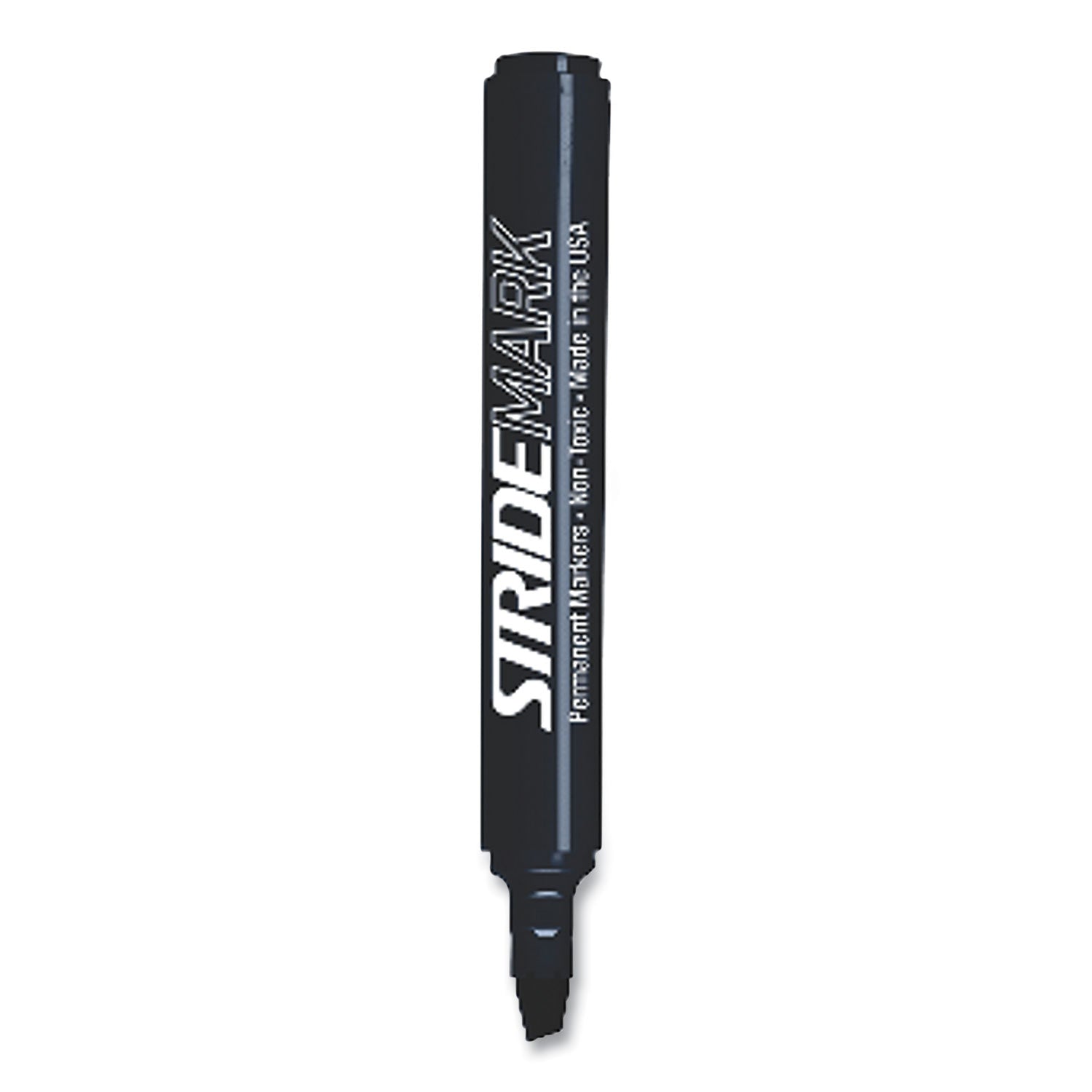 Stride StrideMark Tank Permanent Marker, Broad Chisel Tip, Black, 12/Pack
