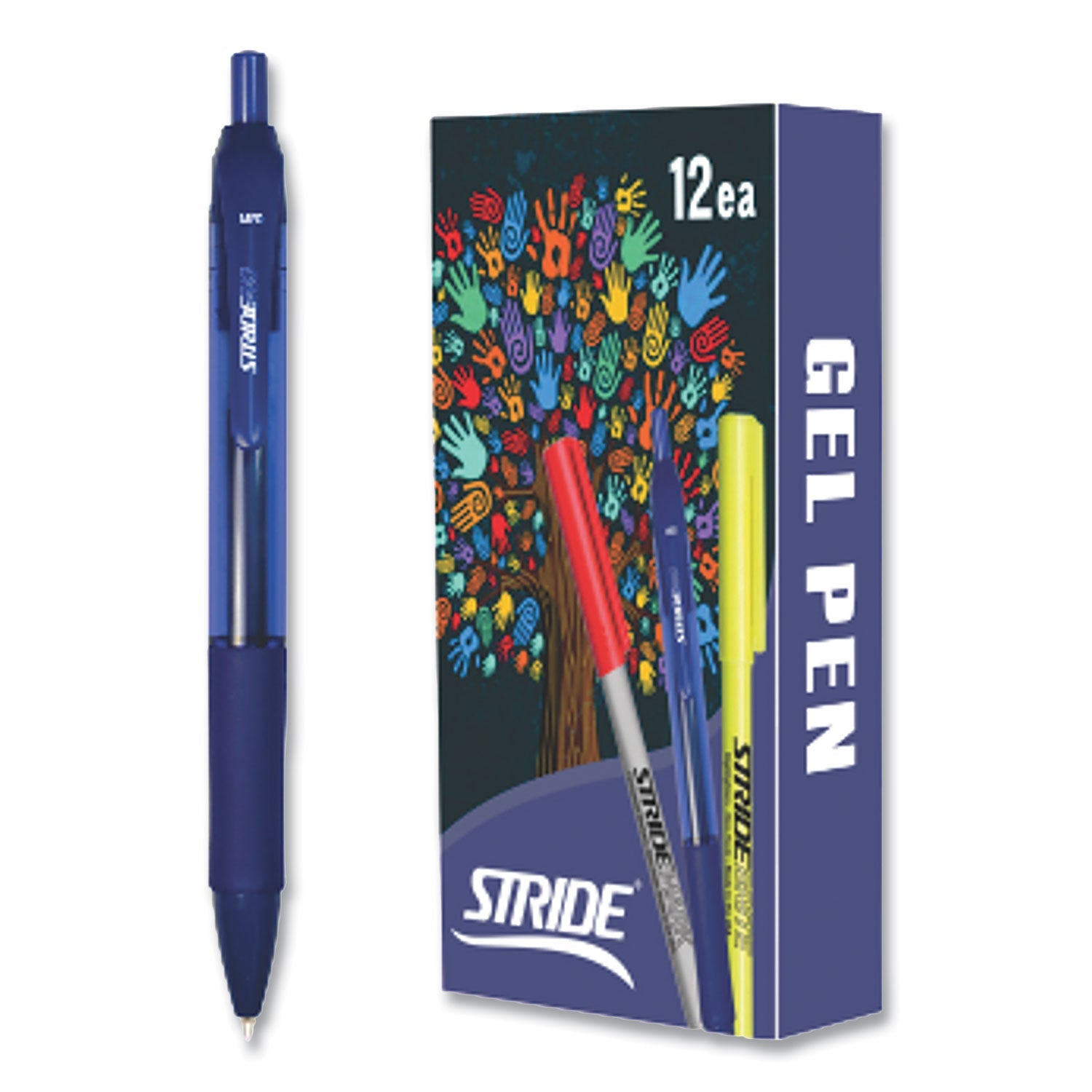 Stride StrideRio Gel Pen, Retractable, Medium 0.7 mm, Blue Ink, Translucent Blue Barrel, 12/Box - Bloom Skins