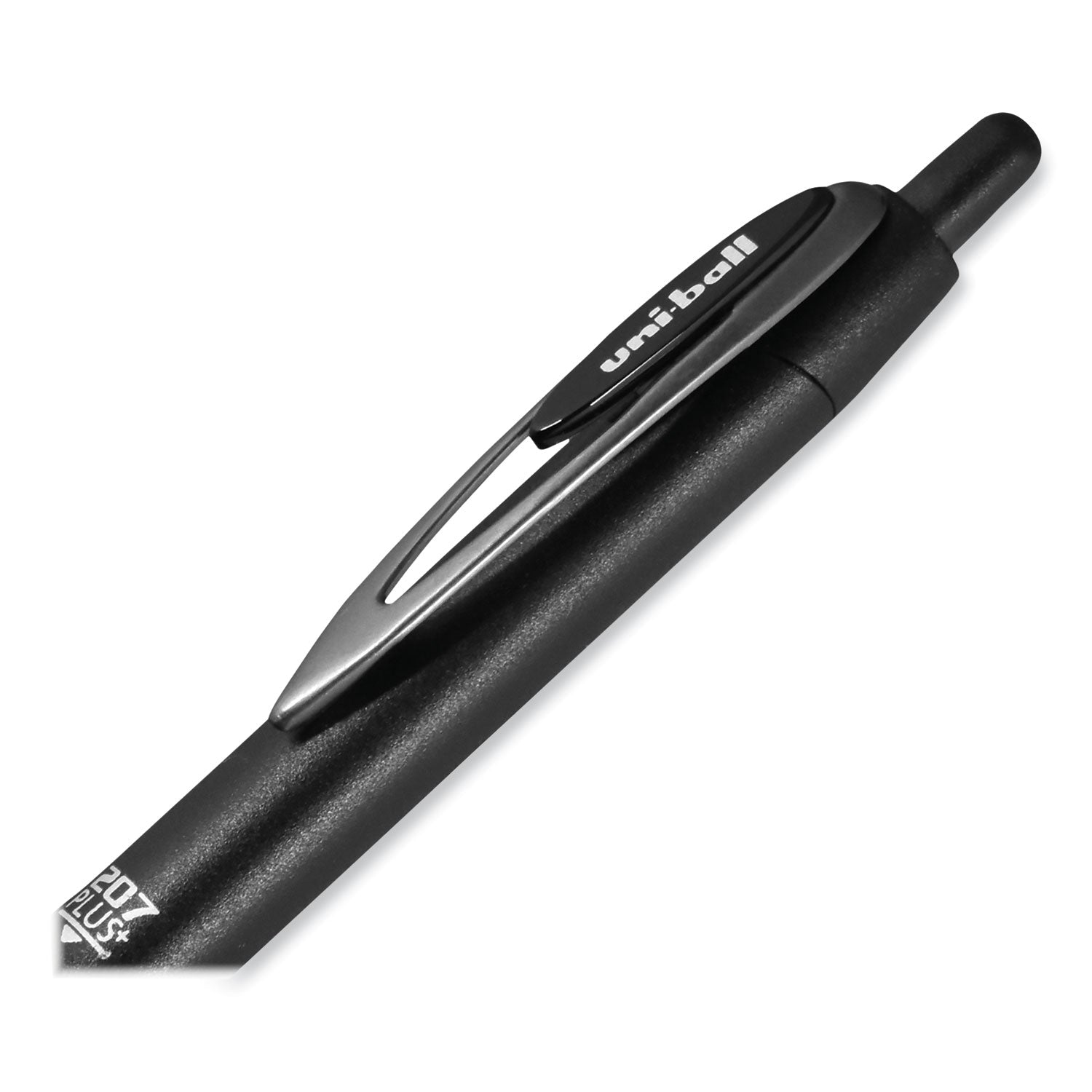 uniball® 207 Plus+ Gel Pen, Retractable, Medium 0.7 mm, Black Ink, Black Barrel, 4/Pack