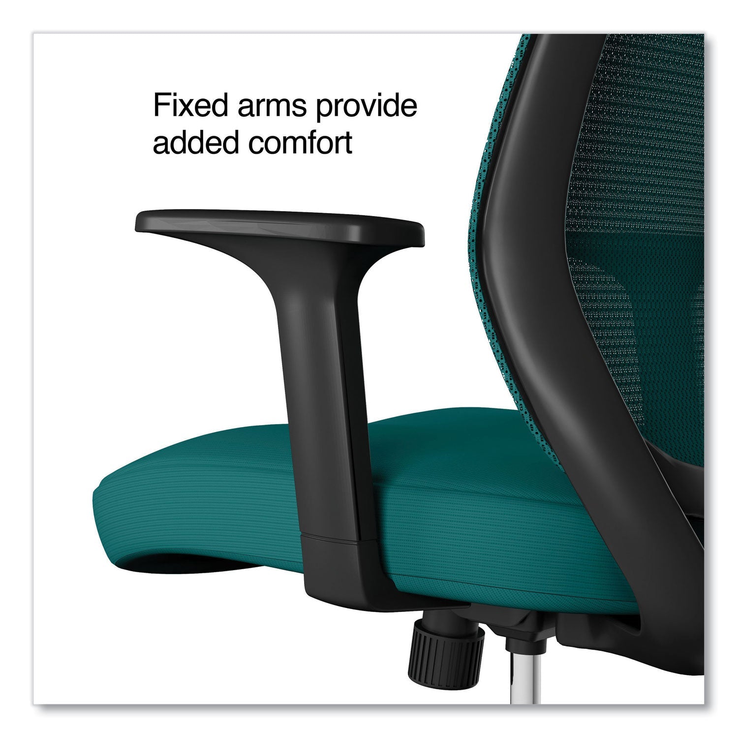 Union & Scale™ Essentials Mesh Back Fabric Task Chair with Arms, Supports Up to 275 lb, Teal Fabric Seat/Mesh Back, Black Base