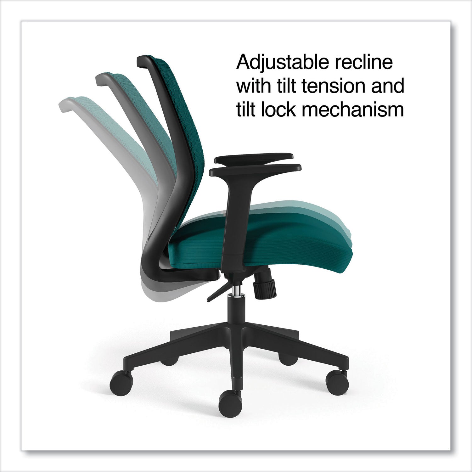 Union & Scale™ Essentials Mesh Back Fabric Task Chair with Arms, Supports Up to 275 lb, Teal Fabric Seat/Mesh Back, Black Base