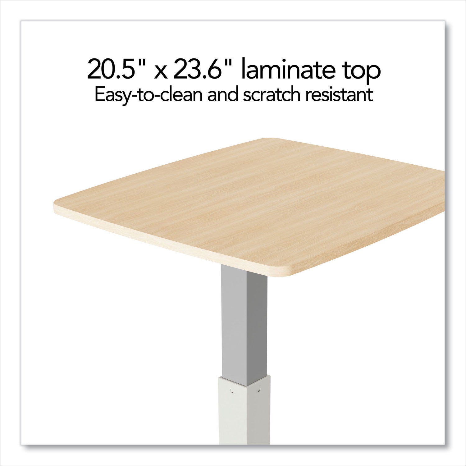 Union & Scale™ Essentials Sit-Stand Single-Column Mobile Workstation, 23.6" x 20.5" x 29.6" to 44.2", Natural Wood/Light Gray
