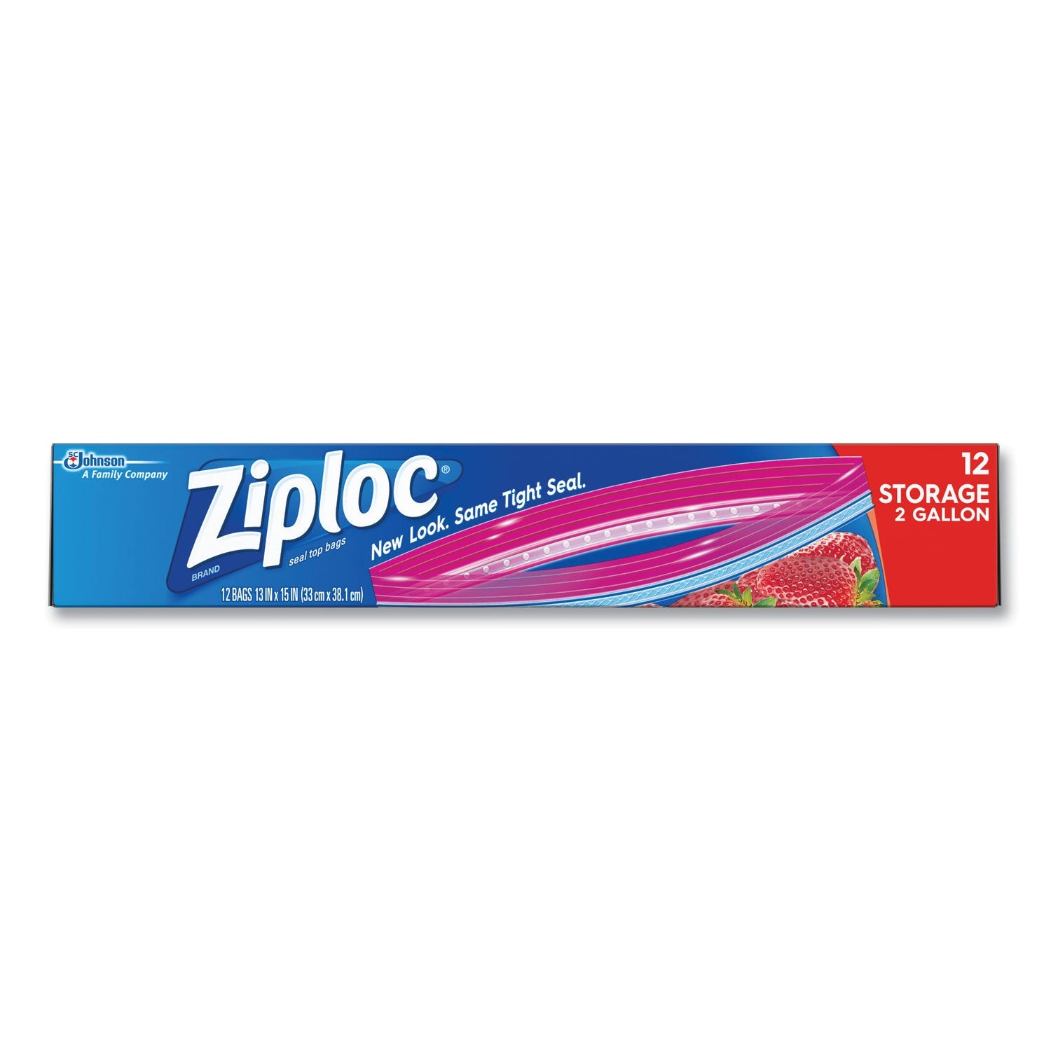 Ziploc® Double Zipper Storage Bags, 2 Gallon, 13" x 15", Clear, 12/Box