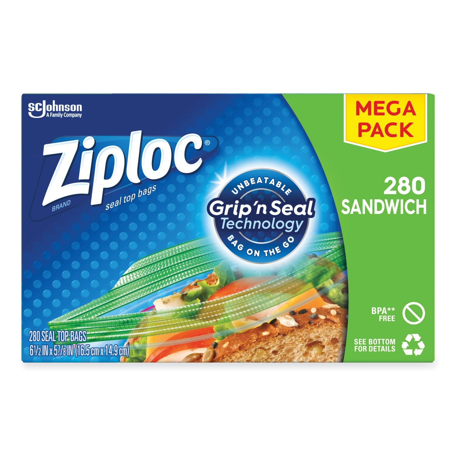 Sandwich Seal Top Bags | Ziploc® 280-Count