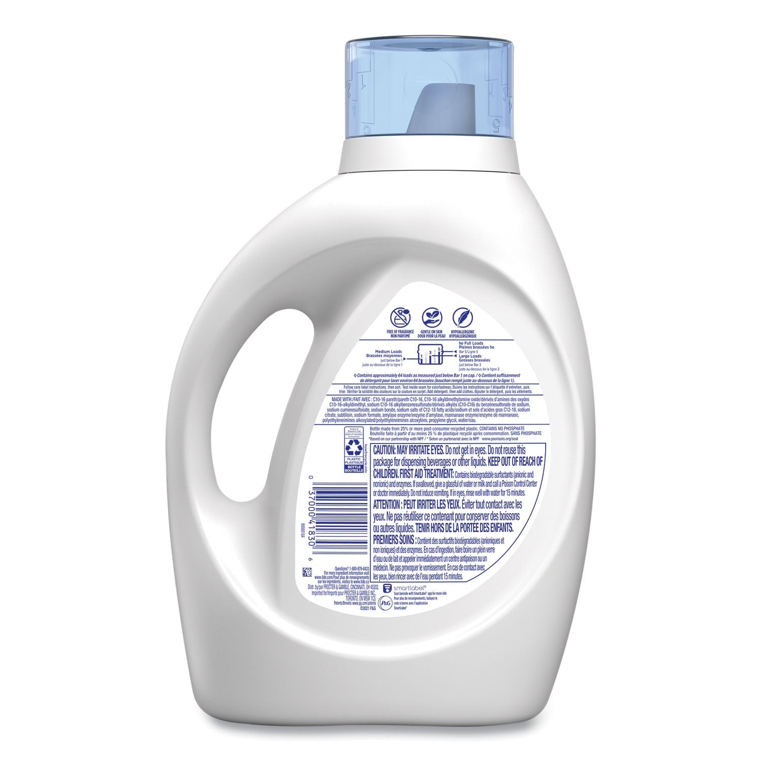 Tide® Free and Gentle Liquid Laundry Detergent, Unscented, 92 oz Bottle