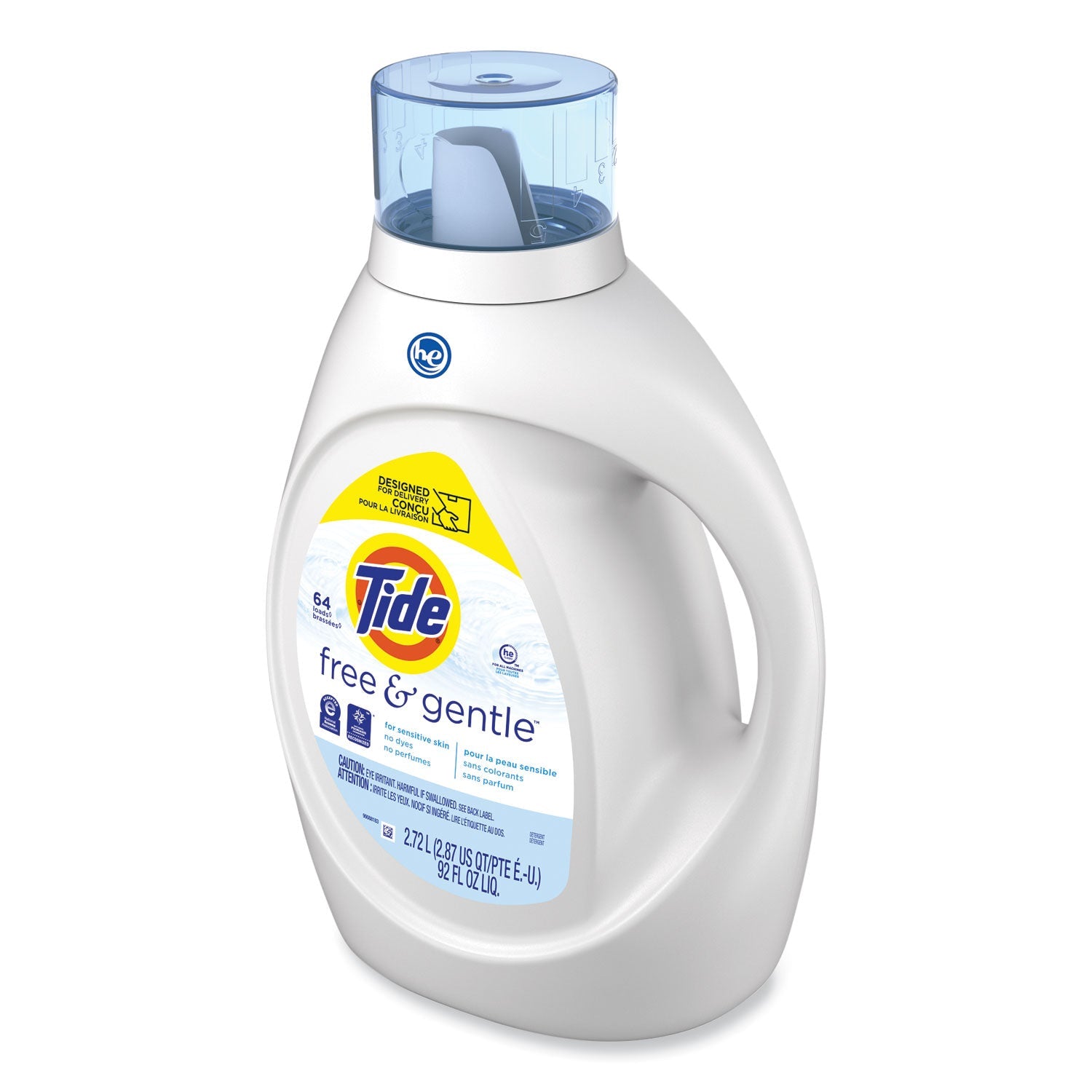Tide® Free and Gentle Liquid Laundry Detergent, Unscented, 92 oz Bottle