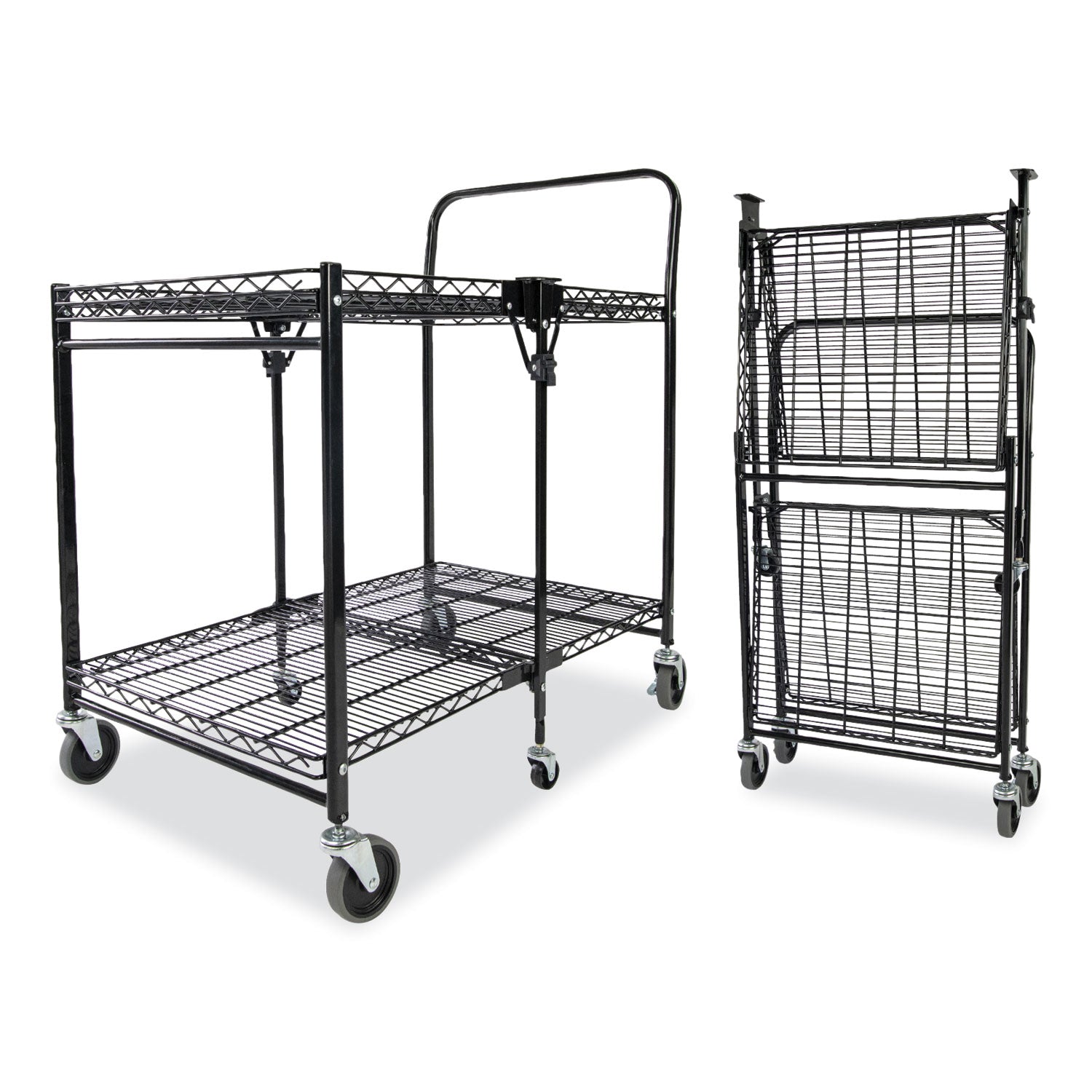 Stowaway Folding Carts | 2-Shelf | Black