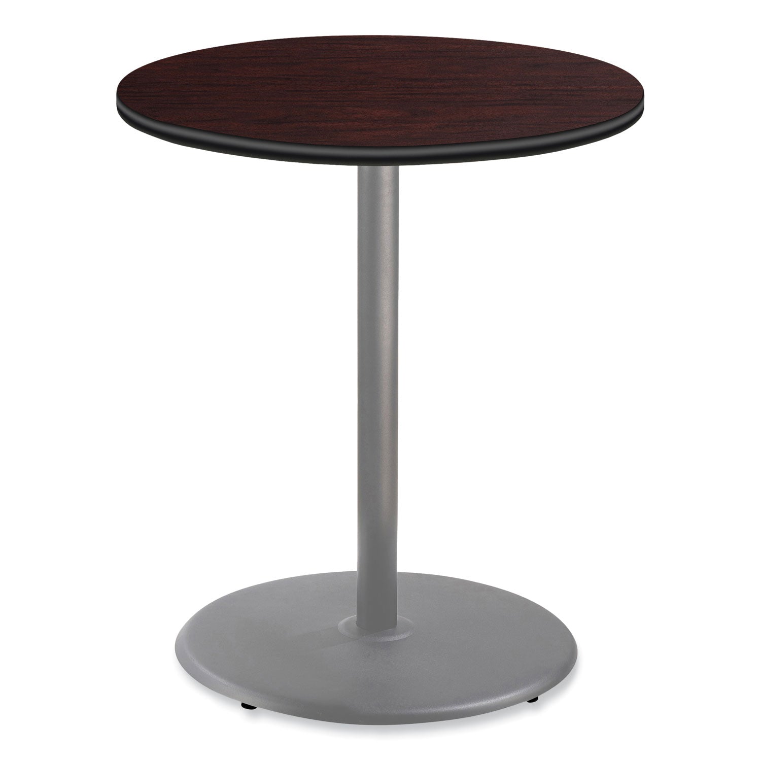 NPS® Cafe Table, 36" Diameter x 42h, Round Top/Base, Mahogany Top, Gray Base - Bloom Skins