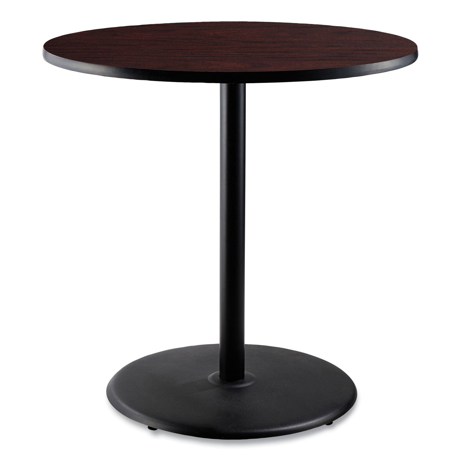 NPS® Cafe Table, 36" Diameter x 42h, Round Top/Base, Mahogany Top, Black Base - Bloom Skins