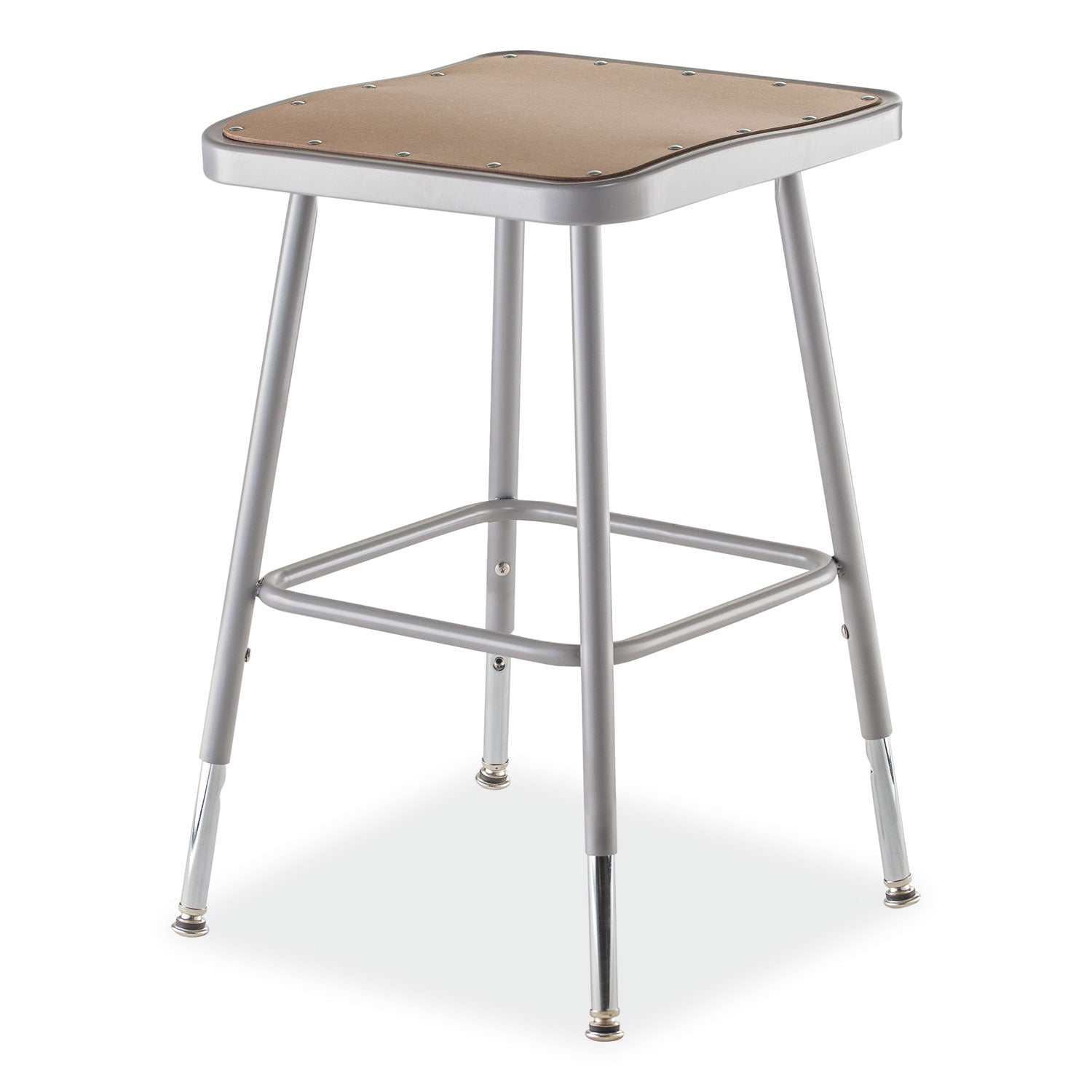 Adj HD Square Seat Stool | Backless, 18"-26", Brown