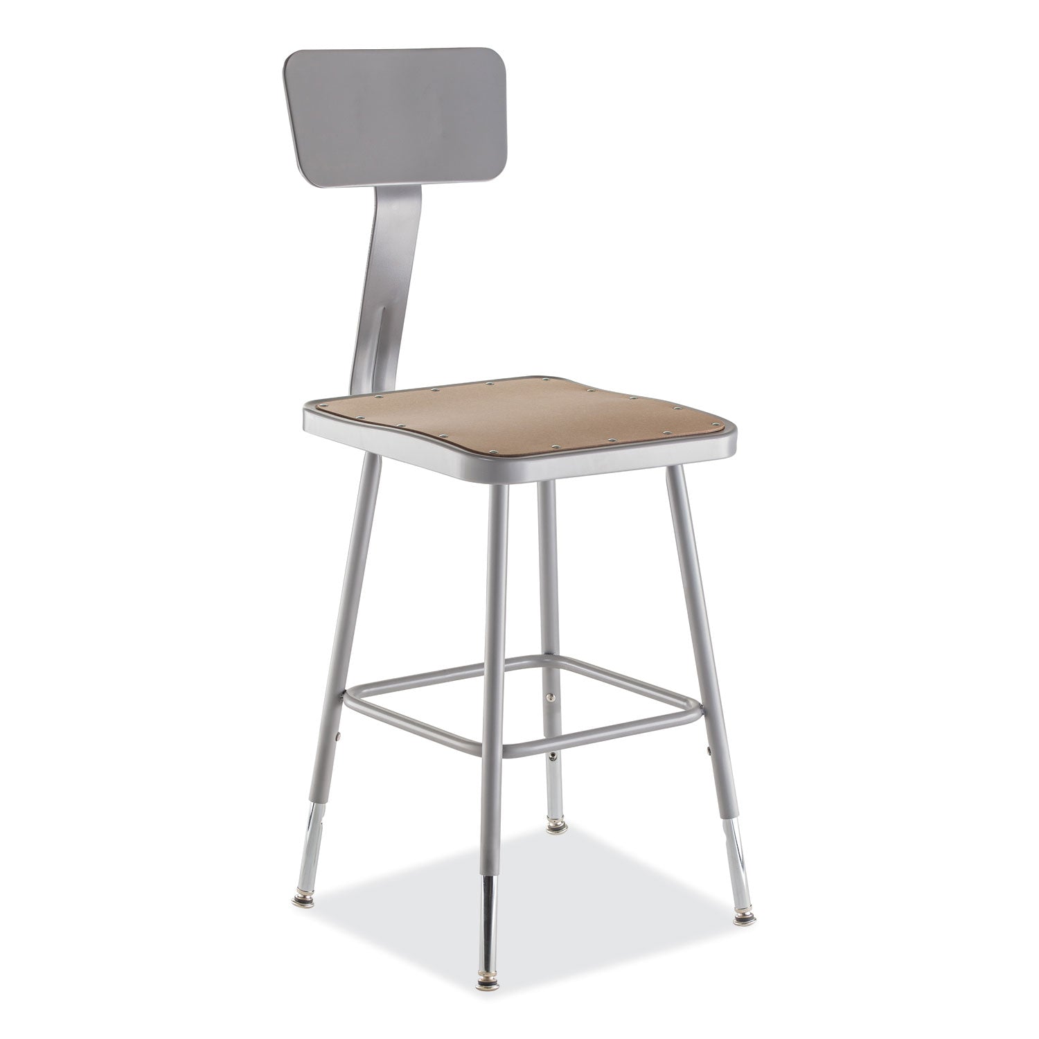 Adj HD Square Seat Steel Stool w/ Back | 18"-26"