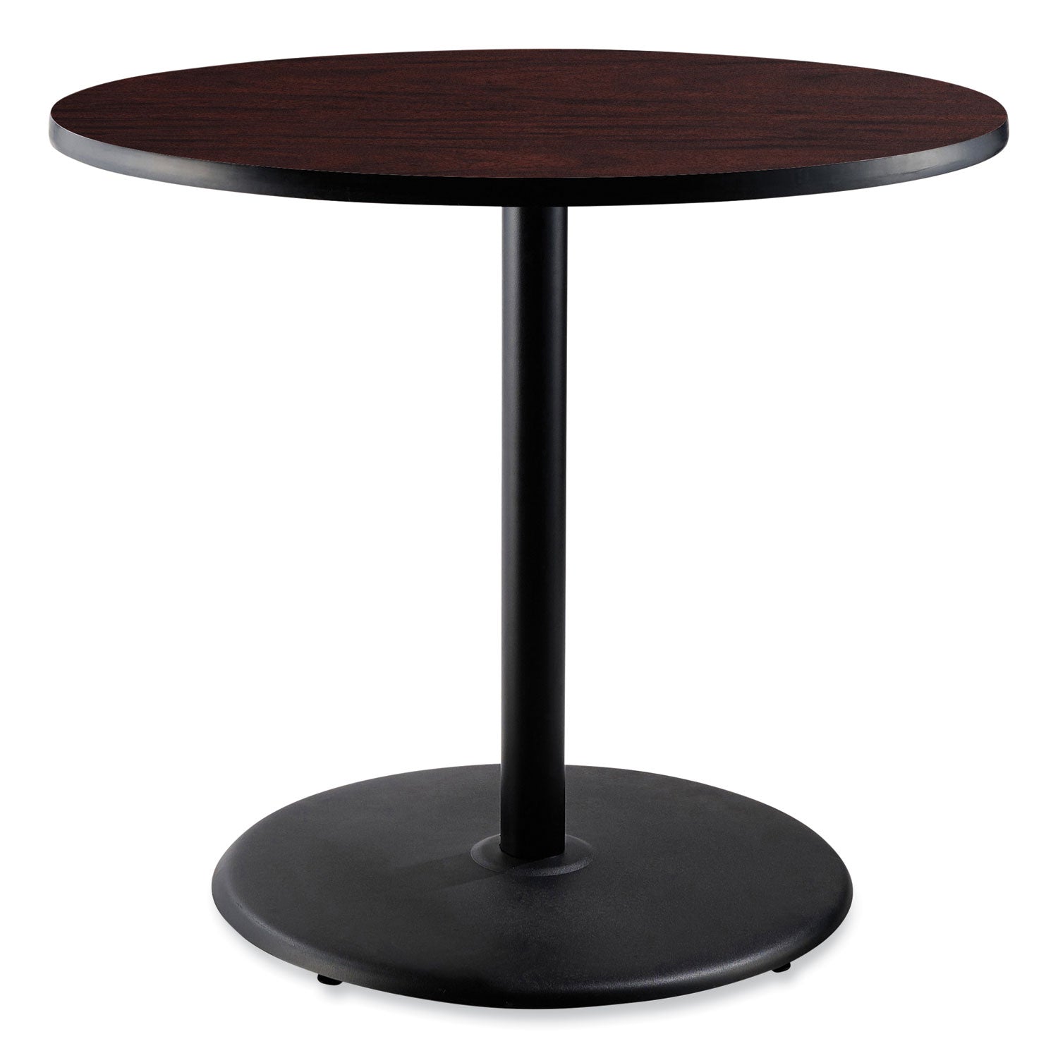 NPS® Cafe Table, 36" Diameter x 36h, Round Top/Base, Mahogany Top, Black Base - Bloom Skins