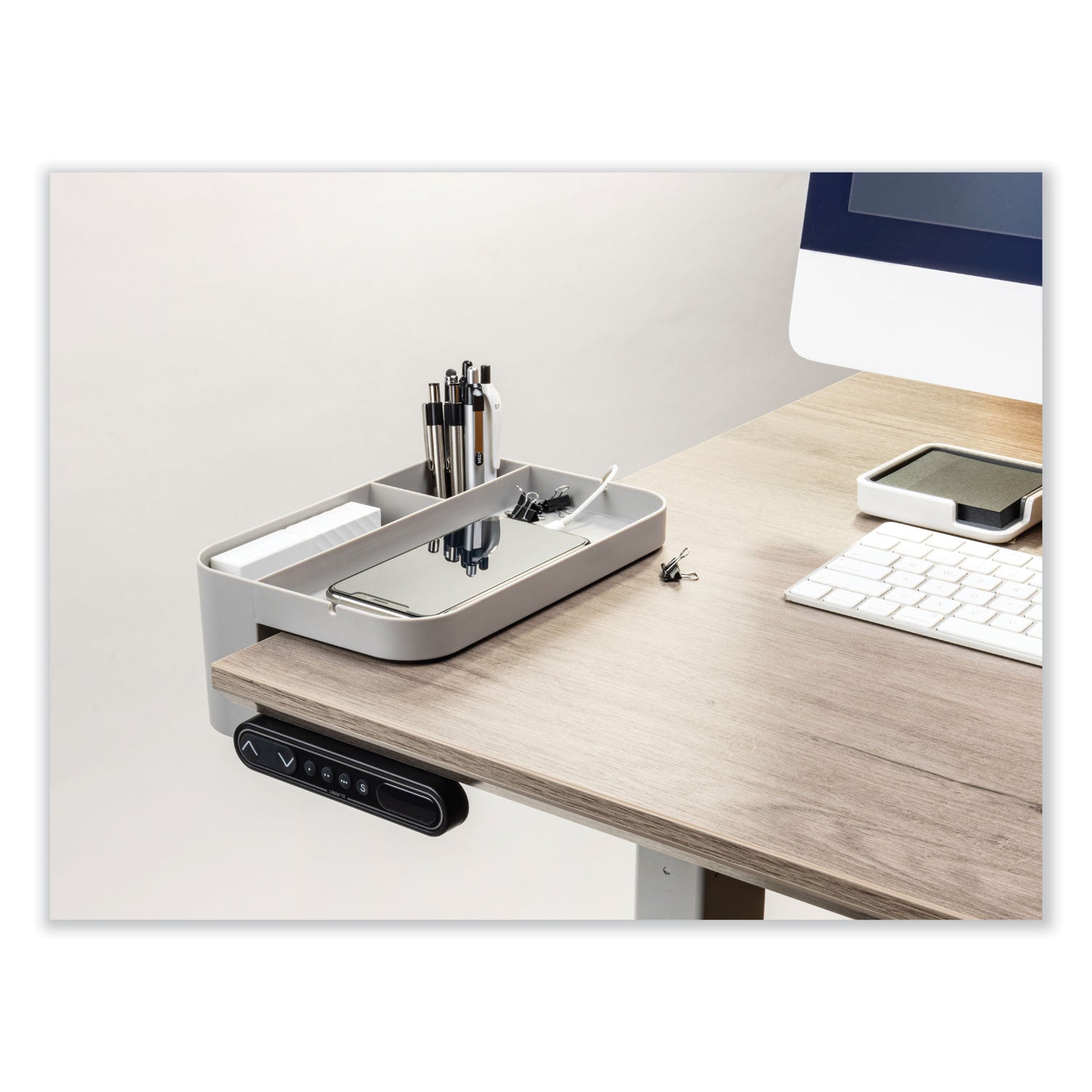 deflecto® Standing Desk Large Desk Organizer, Two Sections, 9 x 6.17 x 3.5, Gray