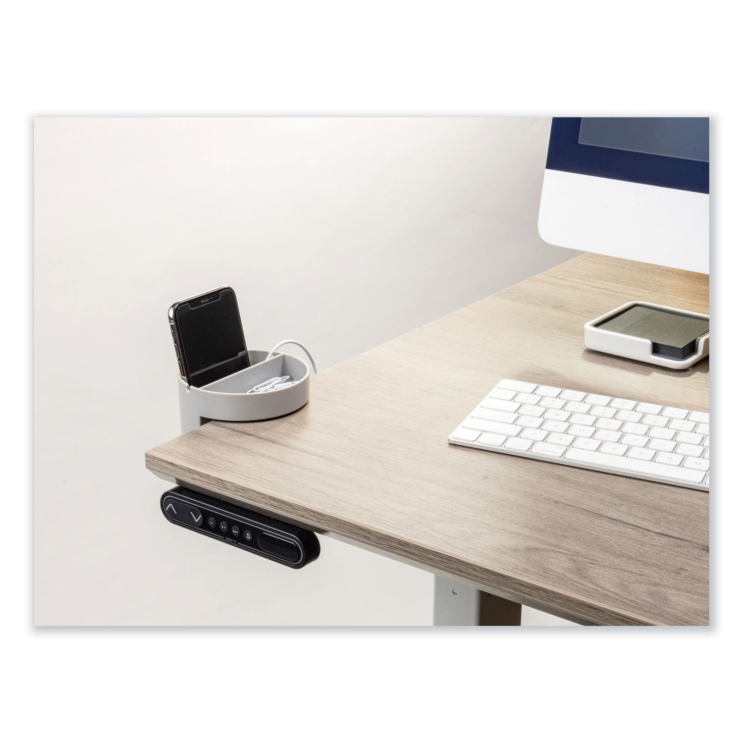 deflecto® Standing Desk Small Desk Organizer, Two Sections, 3.85 x 3.85 x 3.54, Gray