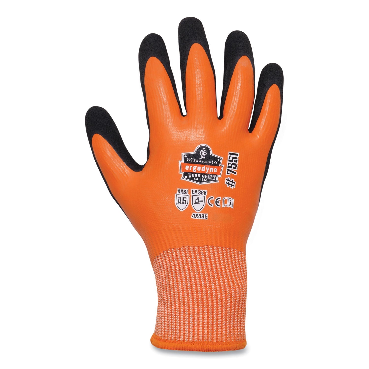 ergodyne® ProFlex 7551-CASE ANSI A5 Coated Waterproof CR Gloves, Orange, X-Large, 144 Pairs/Carton