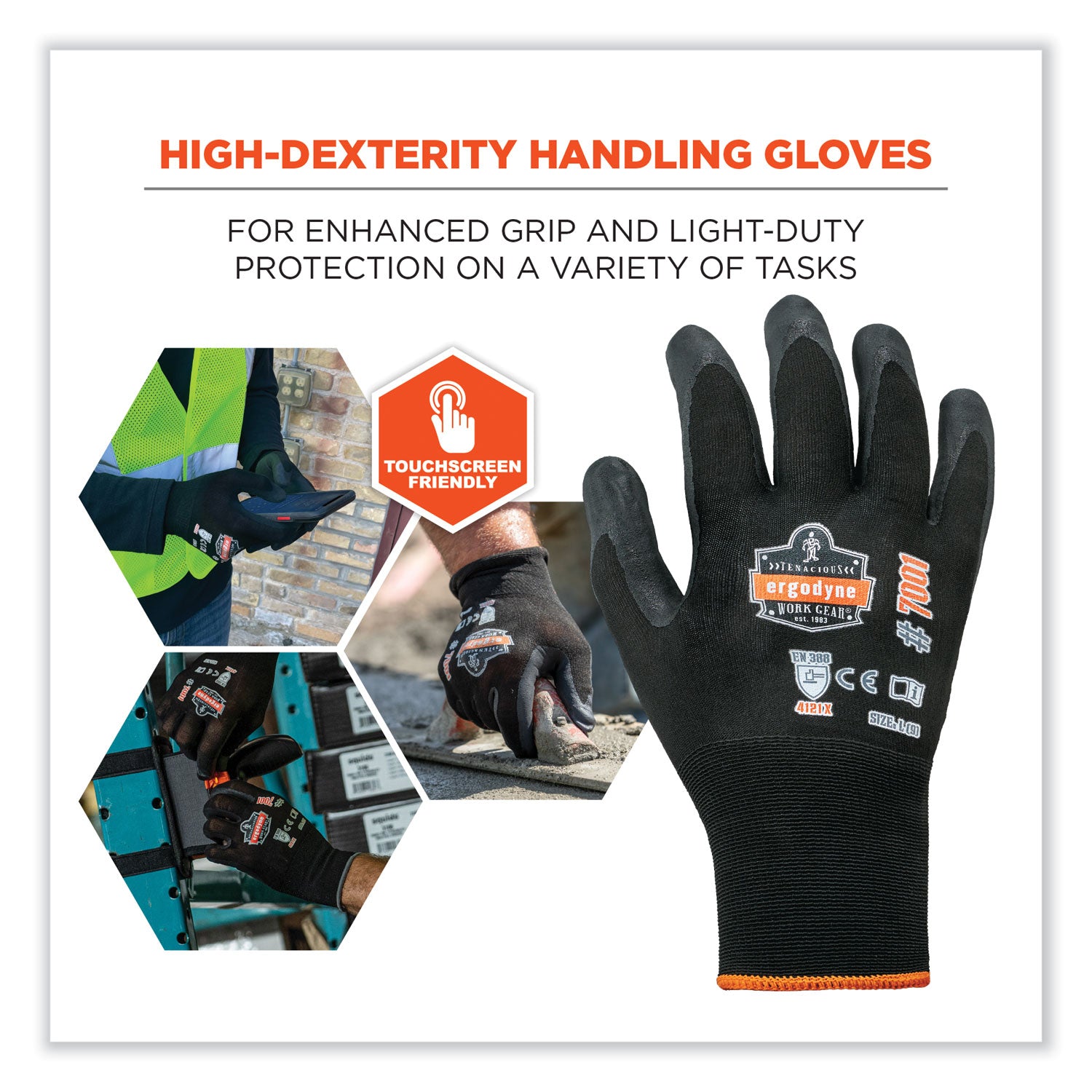 ergodyne® ProFlex 7001 Nitrile-Coated Gloves, Black, X-Large, Pair - Bloom Skins