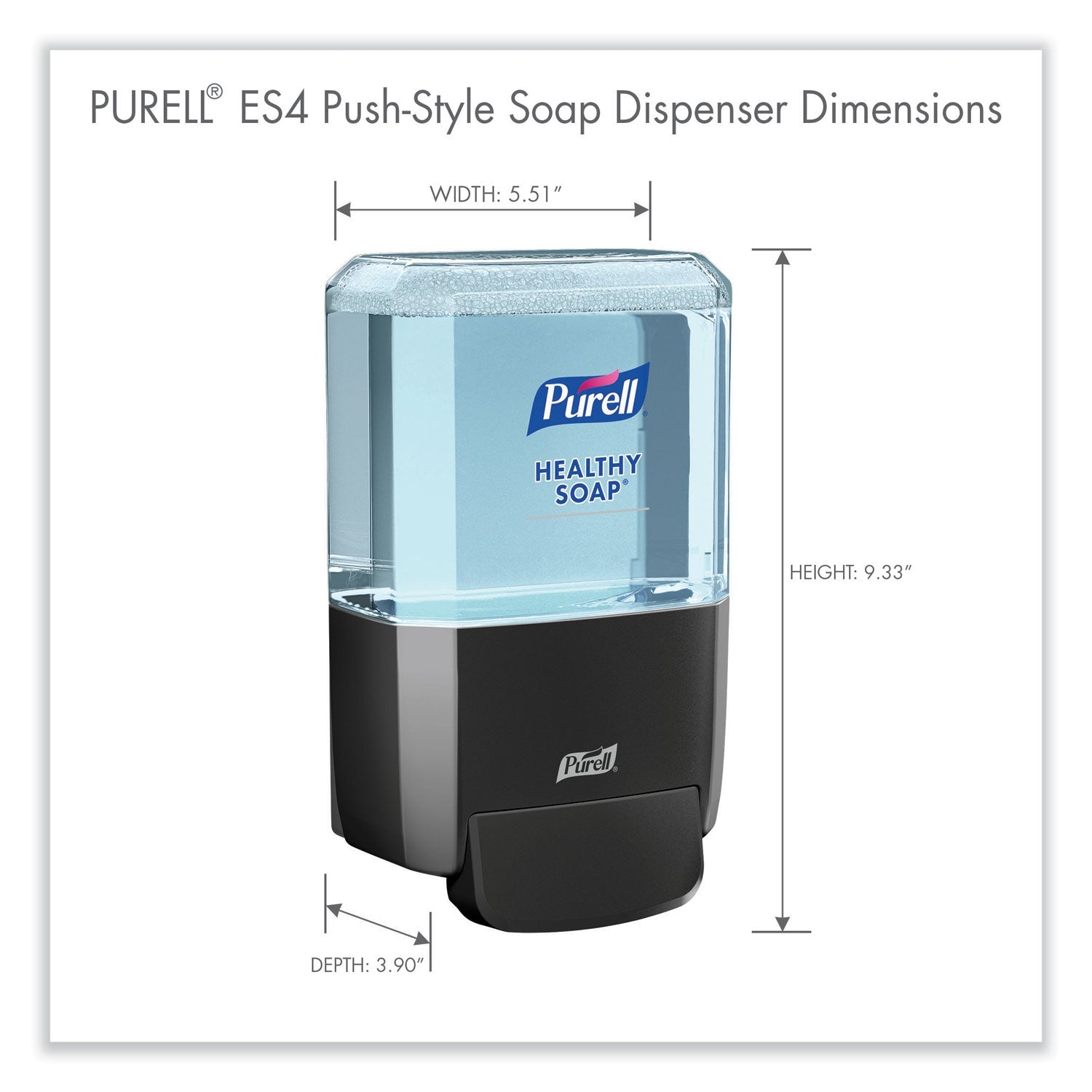 PURELL® Es4 Soap Push-Style Dispenser, 1,200 Ml, 4.88 X 8.8 X 11.38, Graphite