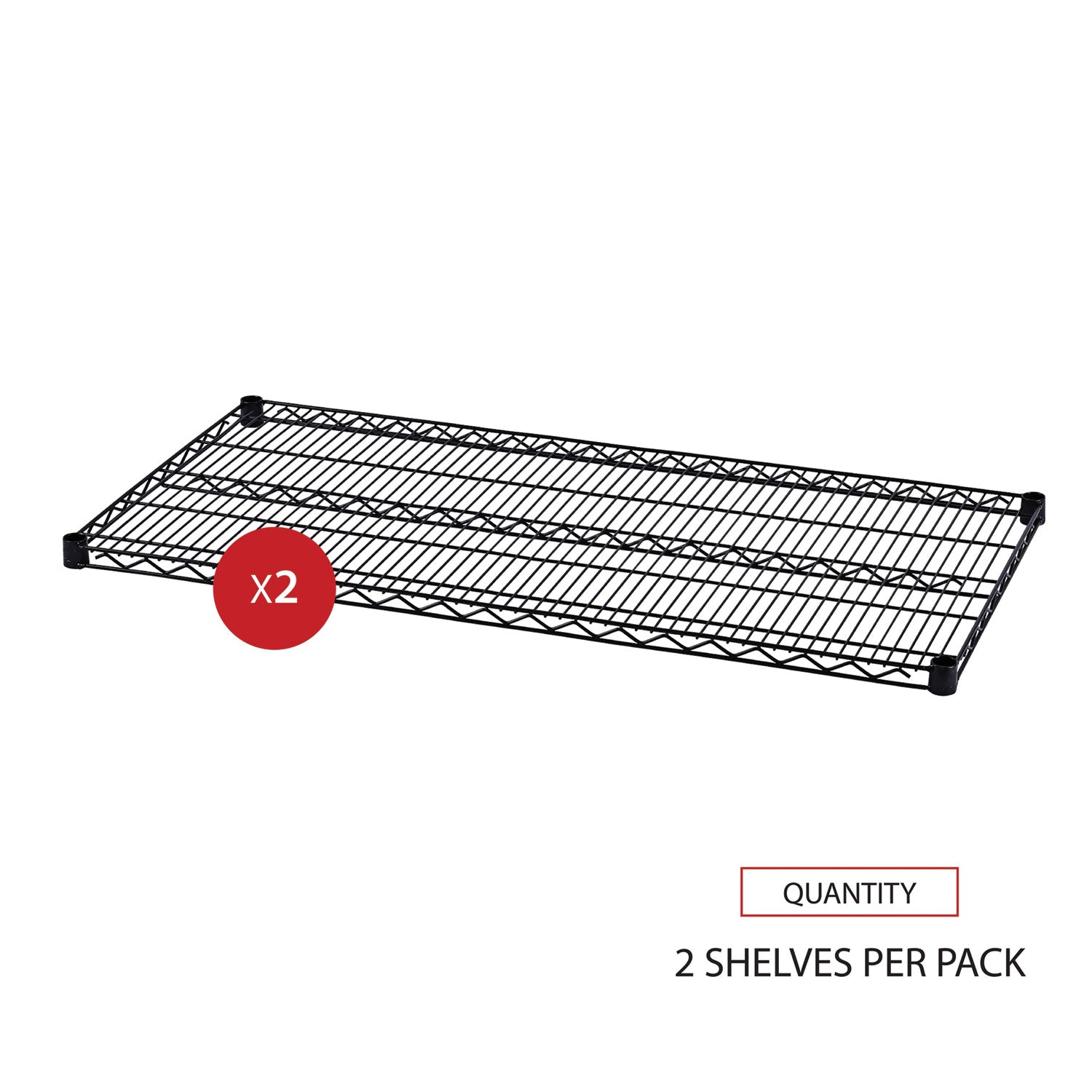 Alera® Industrial Wire Shelving Extra Wire Shelves, 48w X 24d, Black, 2 Shelves/carton