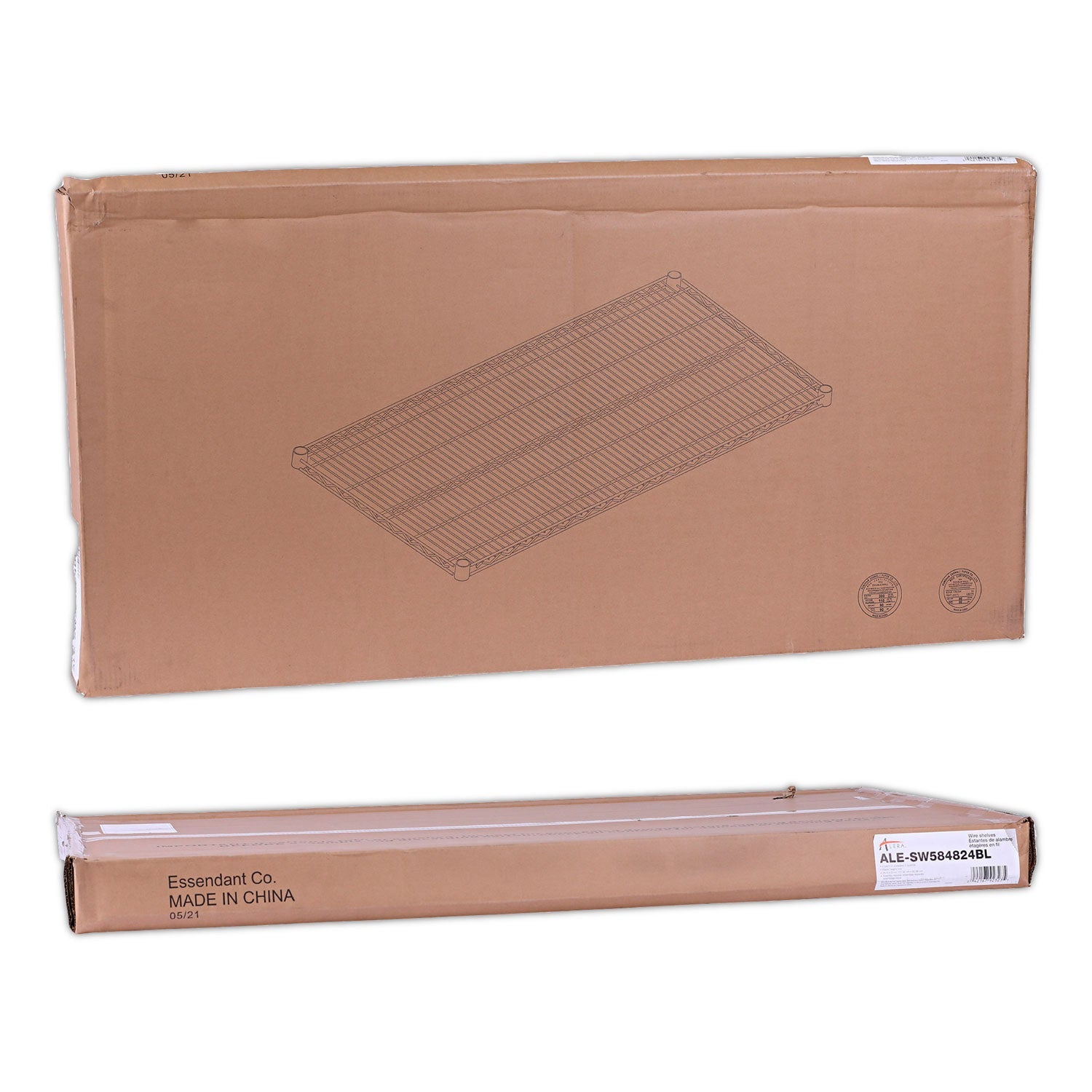 Alera® Industrial Wire Shelving Extra Wire Shelves, 48w X 24d, Black, 2 Shelves/carton