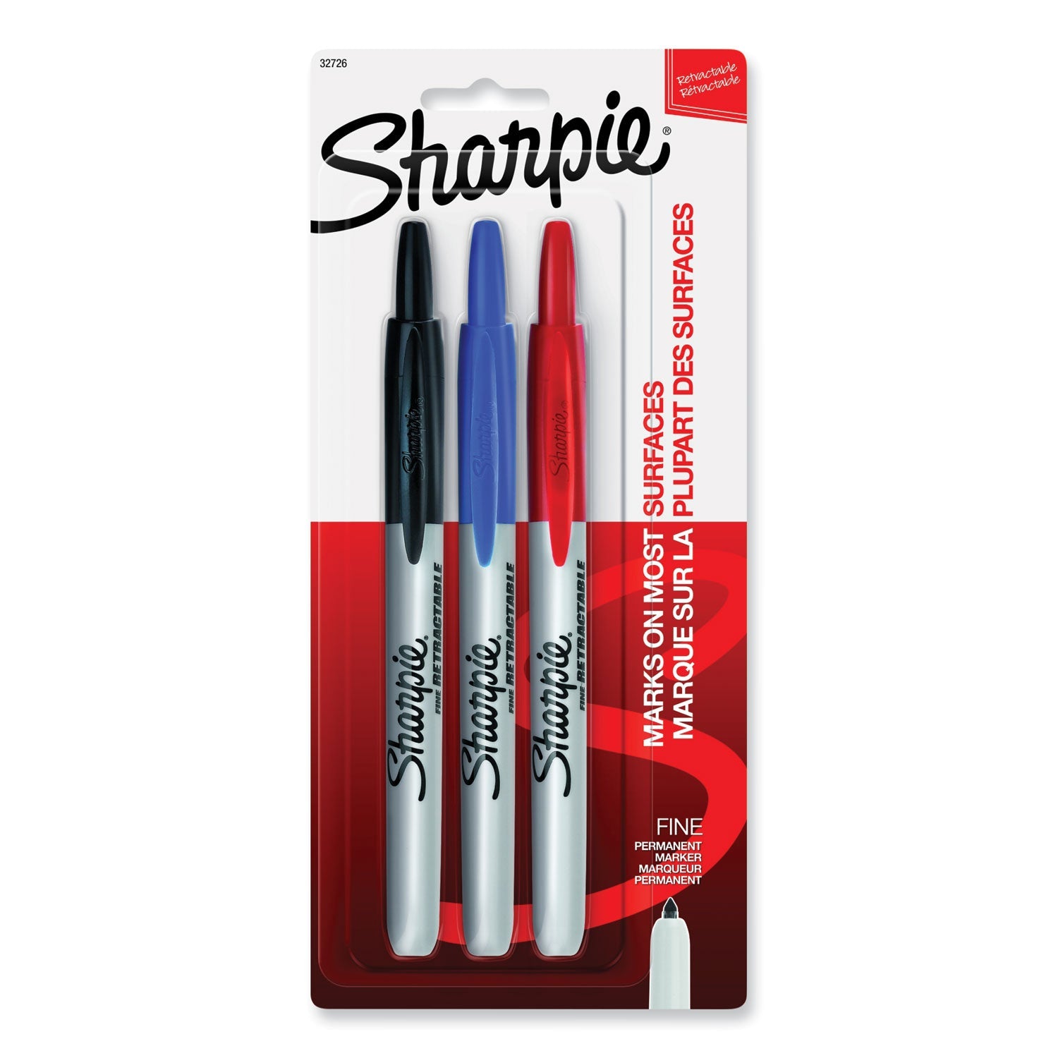 Retractable Permanent Marker | Assorted, 3/Set