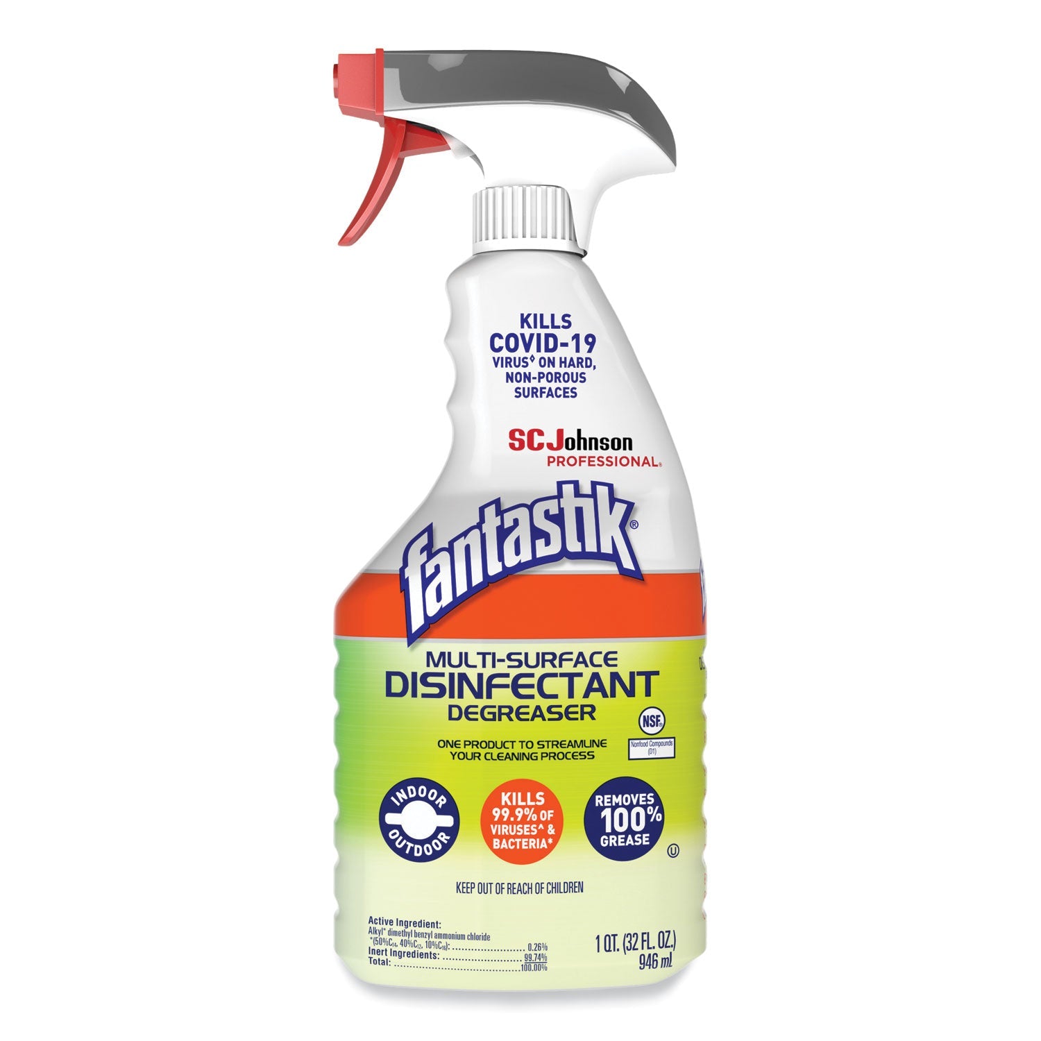 Fantastik® Multi-Surface Disinfectant Degreaser, Herbal, 32 Oz Spray Bottle, 8/carton
