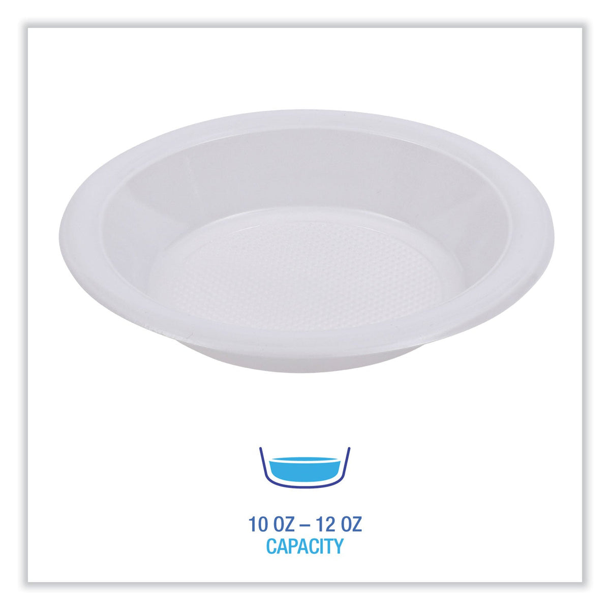 Boardwalk® Hi-Impact Plastic Dinnerware, Bowl, 10 oz to 12 oz, White, 1,000/Carton