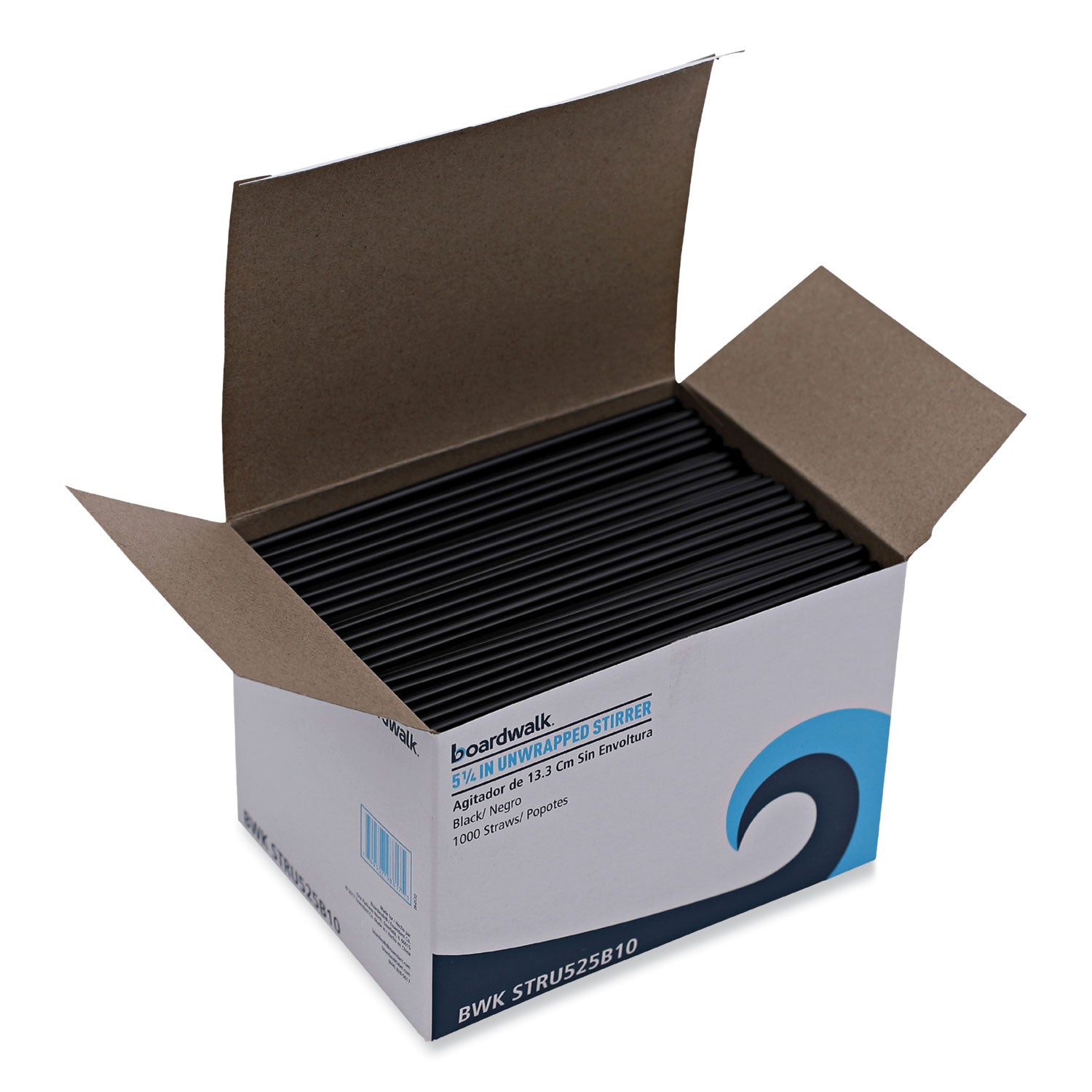 Boardwalk Single-Tube Stir-Straws | Black