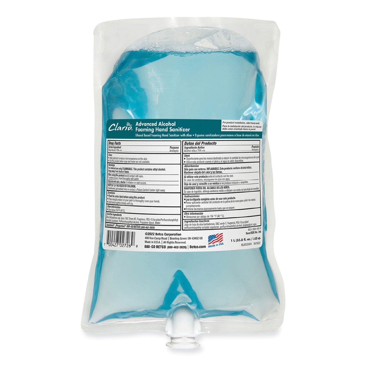 Foaming Sanitizer | Betco® Clario | 1000mL Bag