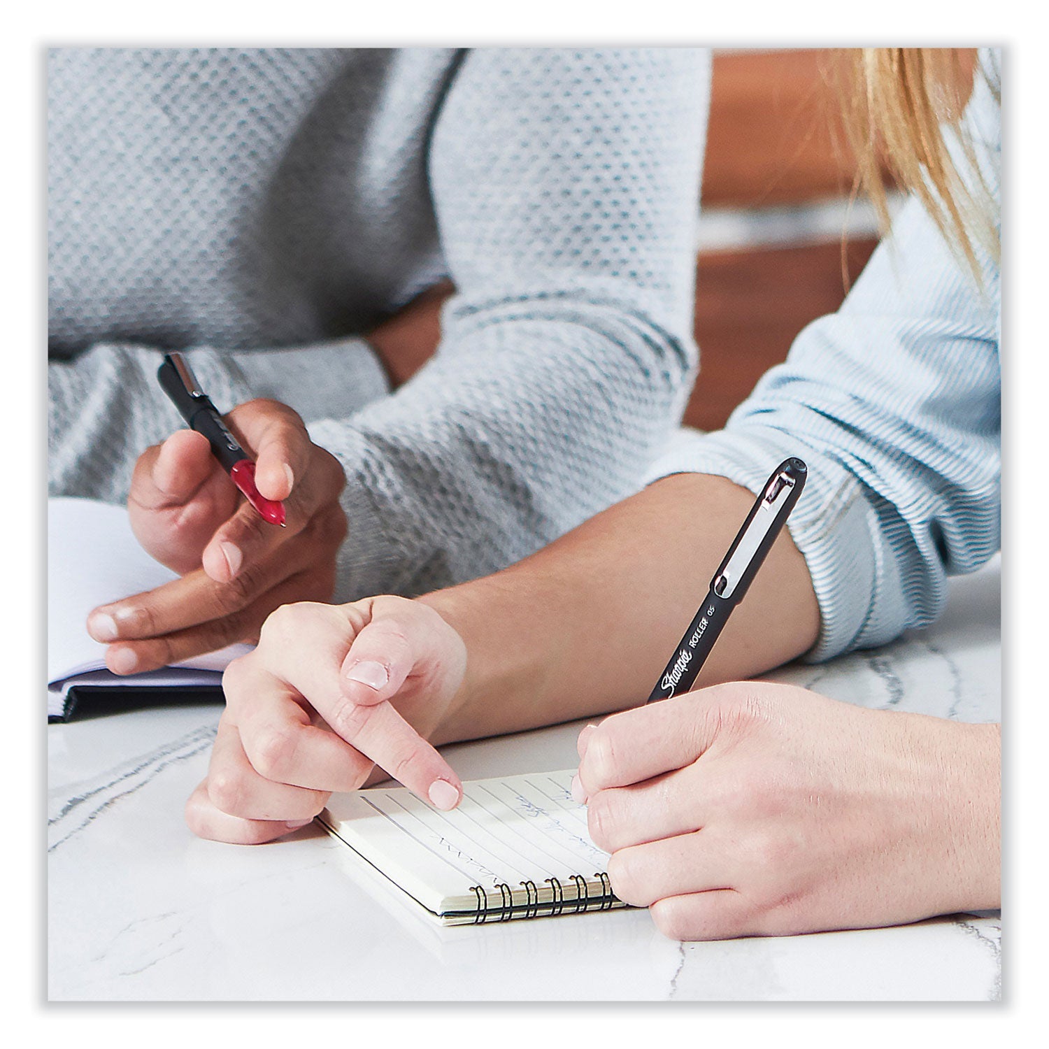 Sharpie® Roller Professional Design Rollerball Pen, Stick, Fine 0.5 mm, Black Ink, Black Barrel, 4/Pack