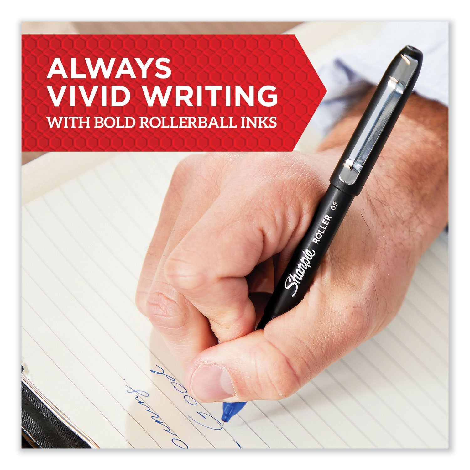 Sharpie® Roller Professional Design Rollerball Pen, Stick, Fine 0.5 mm, Black Ink, Black Barrel, 4/Pack