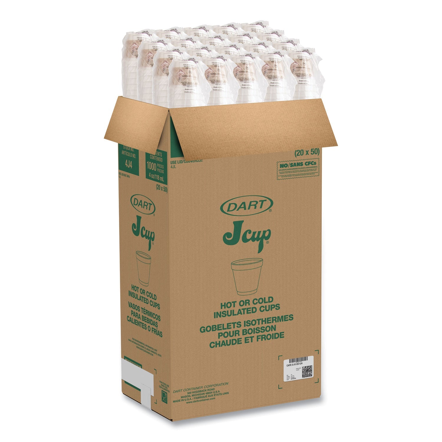 Dart® ThermoGlaze Insulated Foam Cups Stock Prints, 4 oz, White/Beige/Red, 1,000/Carton - Bloom Skins