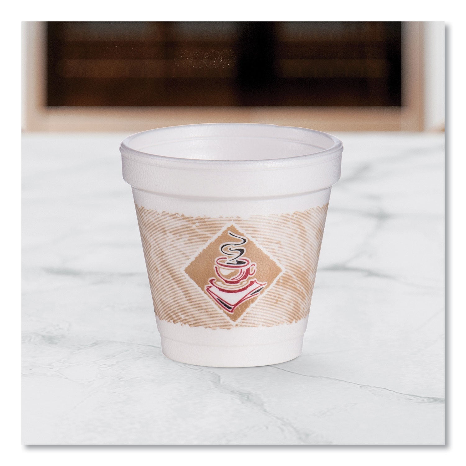 Dart® ThermoGlaze Insulated Foam Cups Stock Prints, 4 oz, White/Beige/Red, 1,000/Carton - Bloom Skins