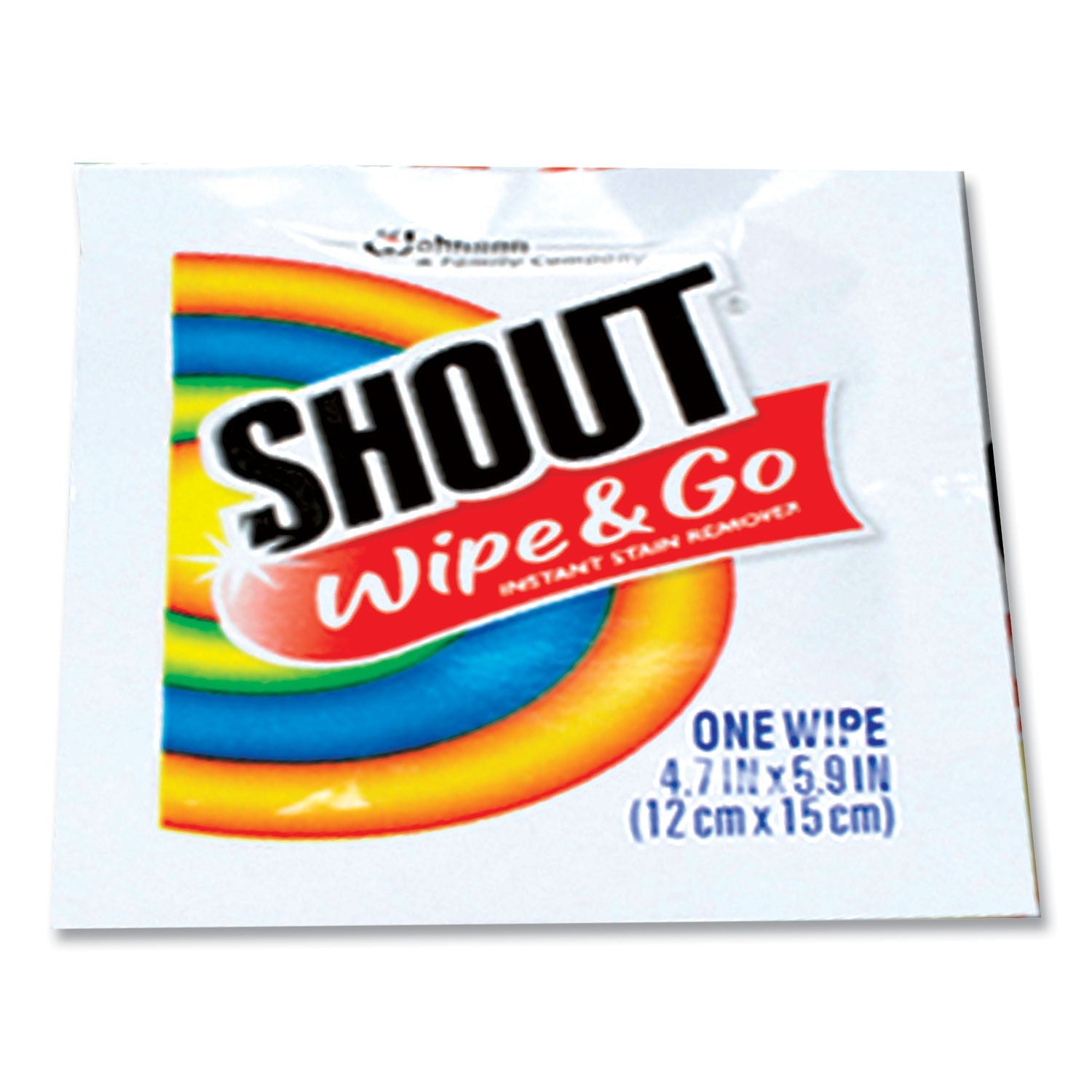 Shout® Wipe and Go Instant Stain Remover, 4.7 x 5.9, Unscented, White, 80 Packets/Carton
