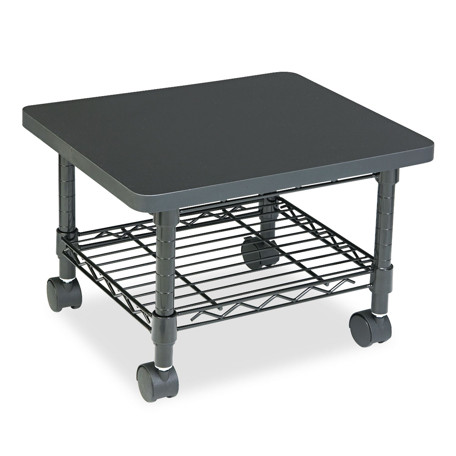Safco® Underdesk Printer/Fax Stand, Engineered Wood, 2 Shelves, 19" x 16" x 13.5", Black