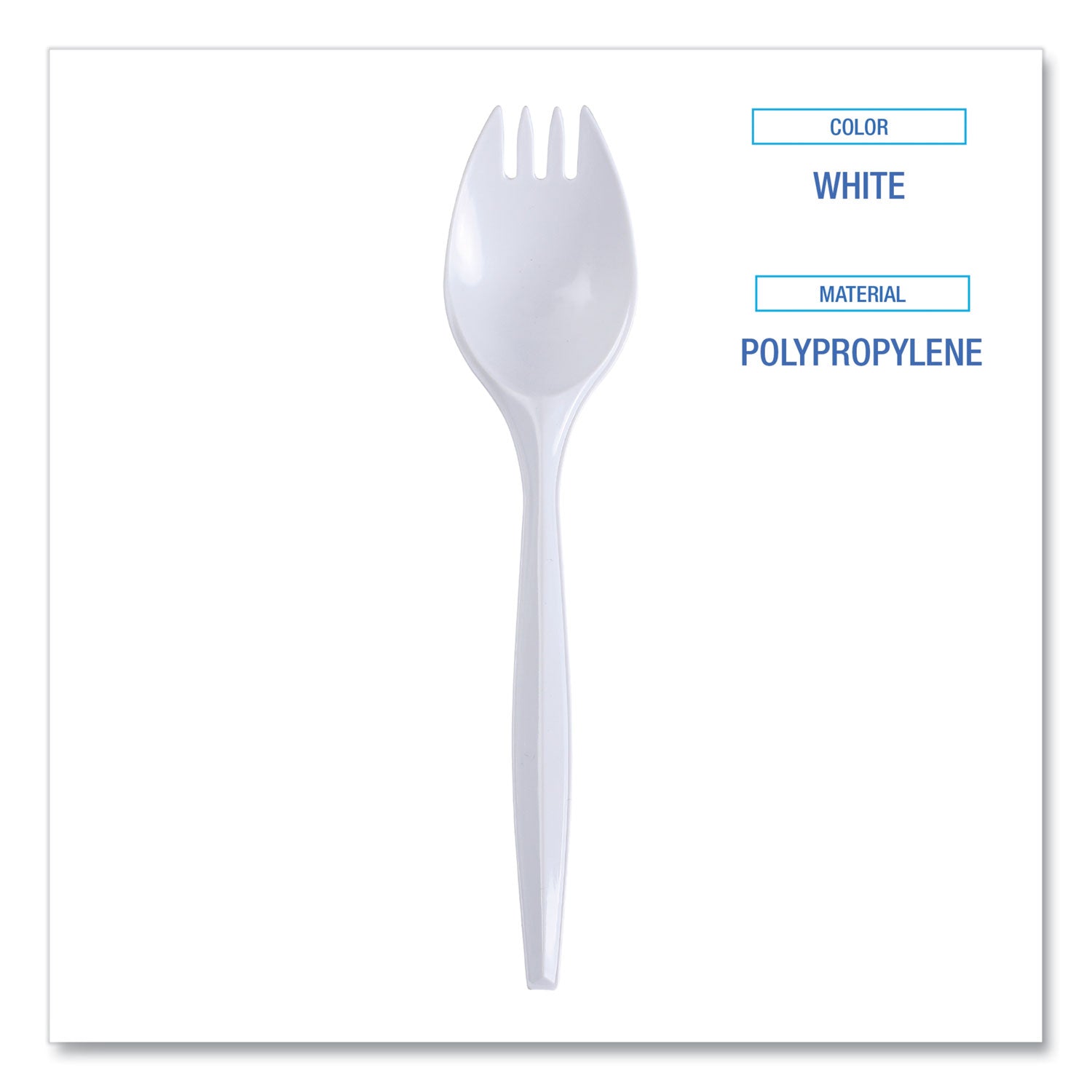 Boardwalk® Mediumweight Wrapped Polypropylene Cutlery, Spork, Plastic, White, 1,000/Carton