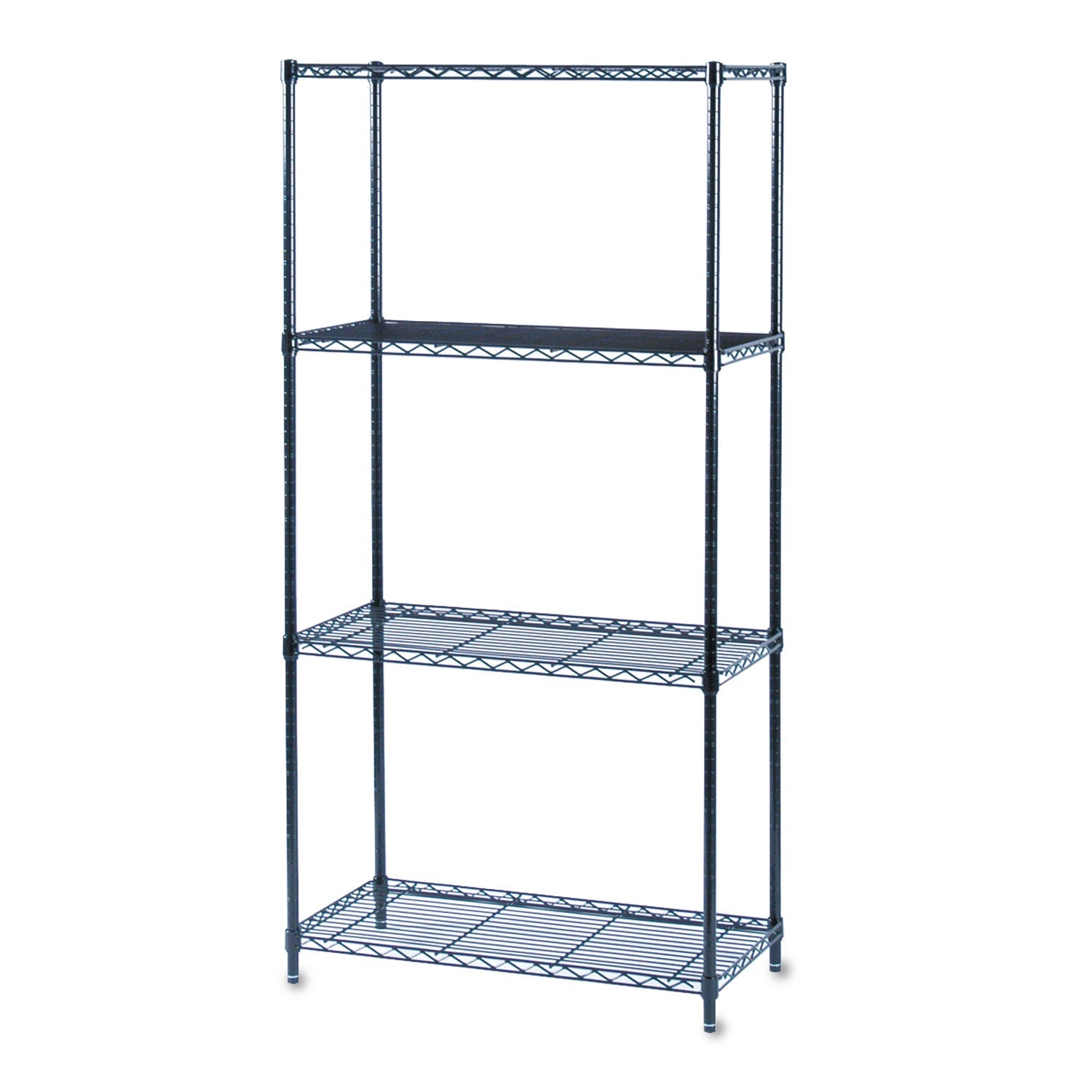Safco® Commercial Wire Shelving, Four-Shelf, 36w X 18d X 72h, Black - Bloom Skins