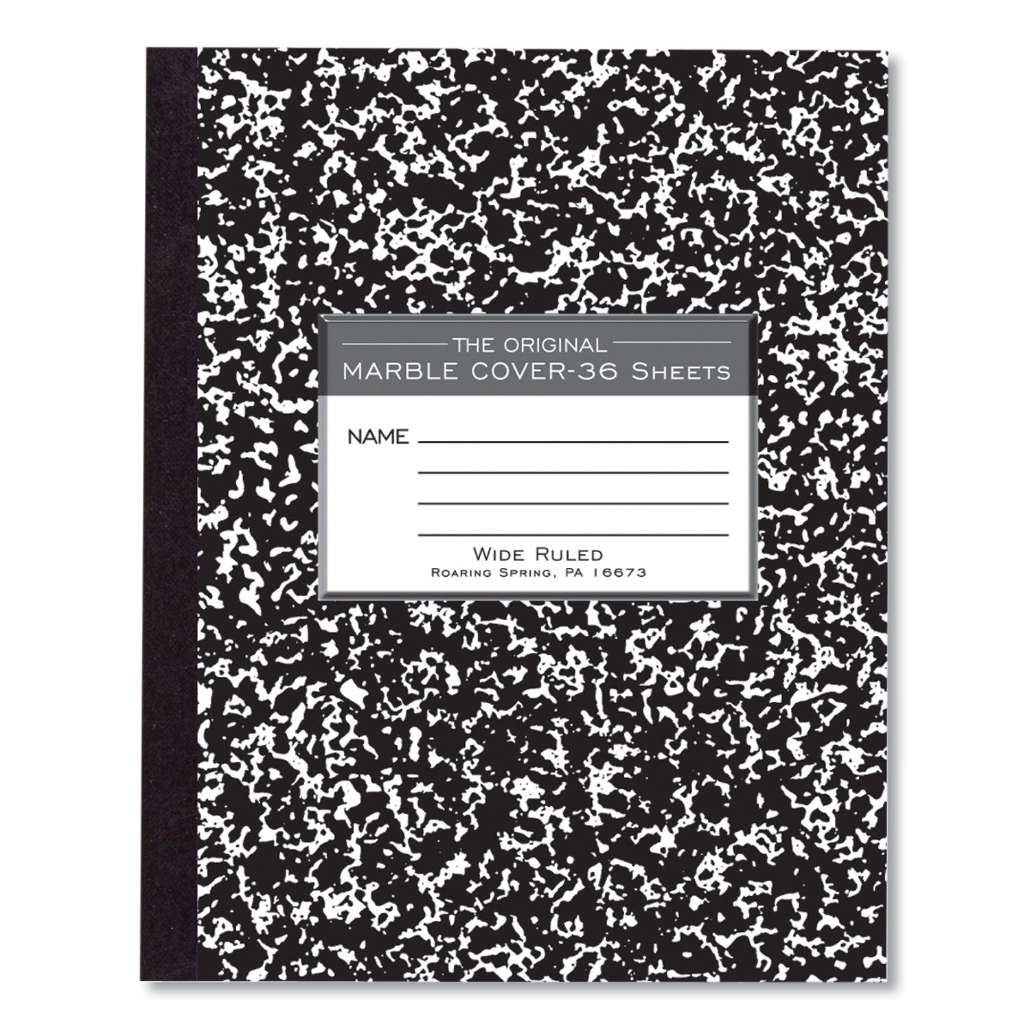 Marble Cover Composition Book | Wide Rule, Black
