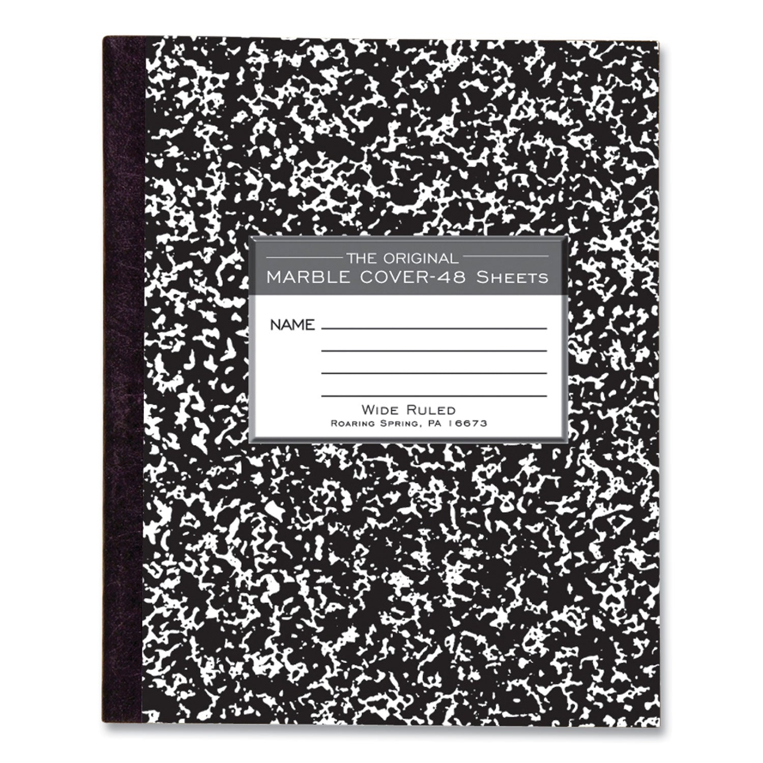 Marble Cover Composition Book | Wide Rule, Black