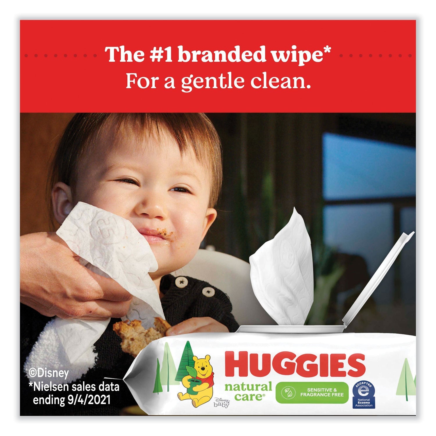 Huggies® Natural Care Sensitive Baby Wipes, 1-Ply, 3.88 x 6.6, Unscented, White, 184/Pack, 3 Packs/Carton