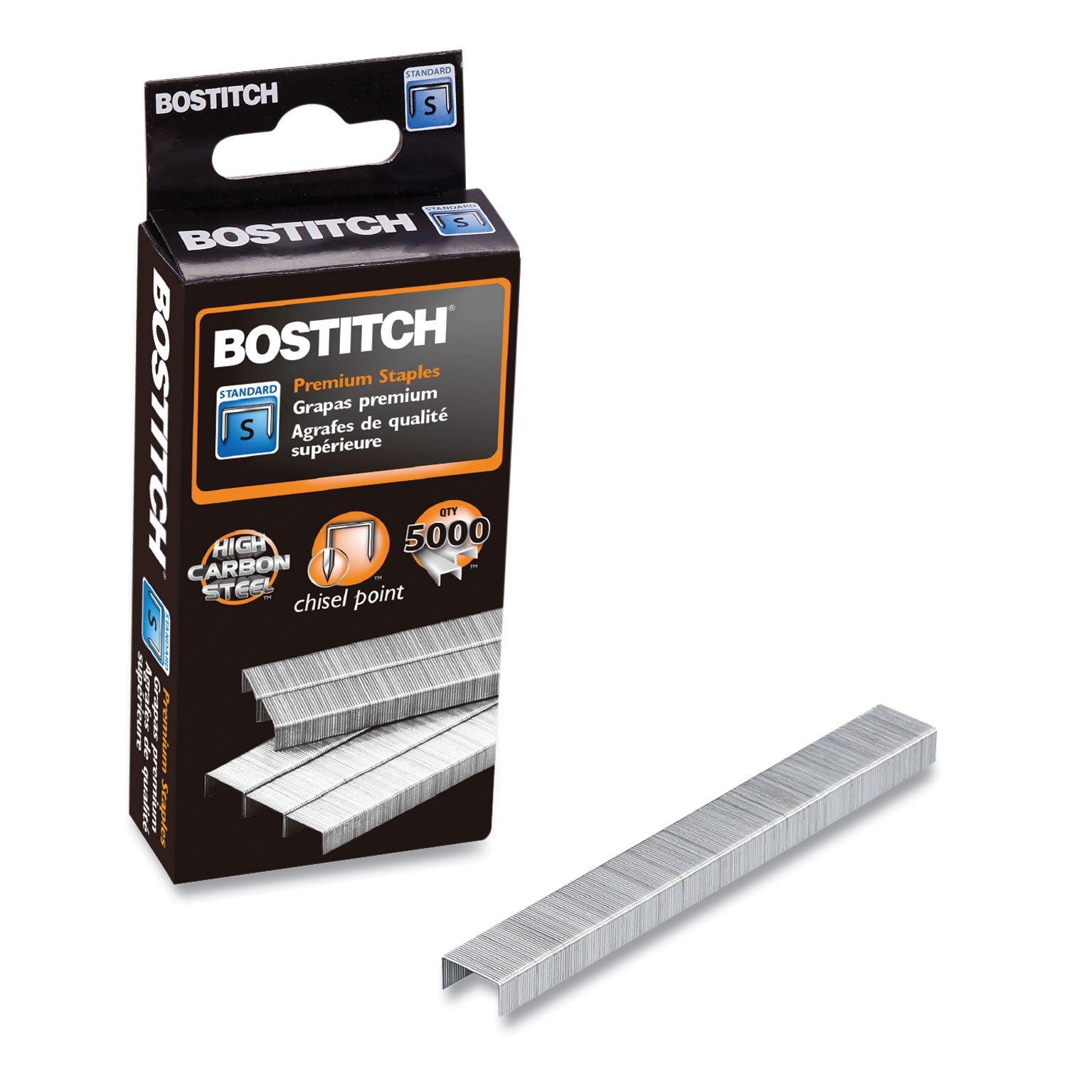 Bostitch® Standard Staples, 0.25" Leg, 0.5" Crown, Steel, 5,000/box
